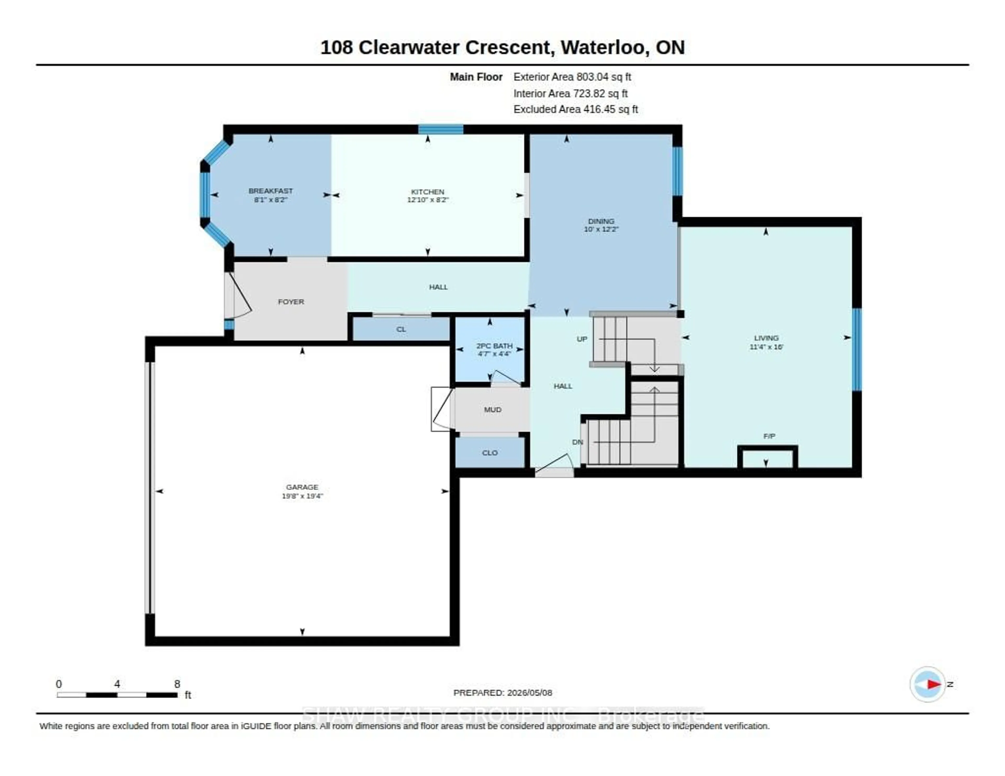 Floor plan for 108 Clearwater Cres, Waterloo Ontario N2V 1L8