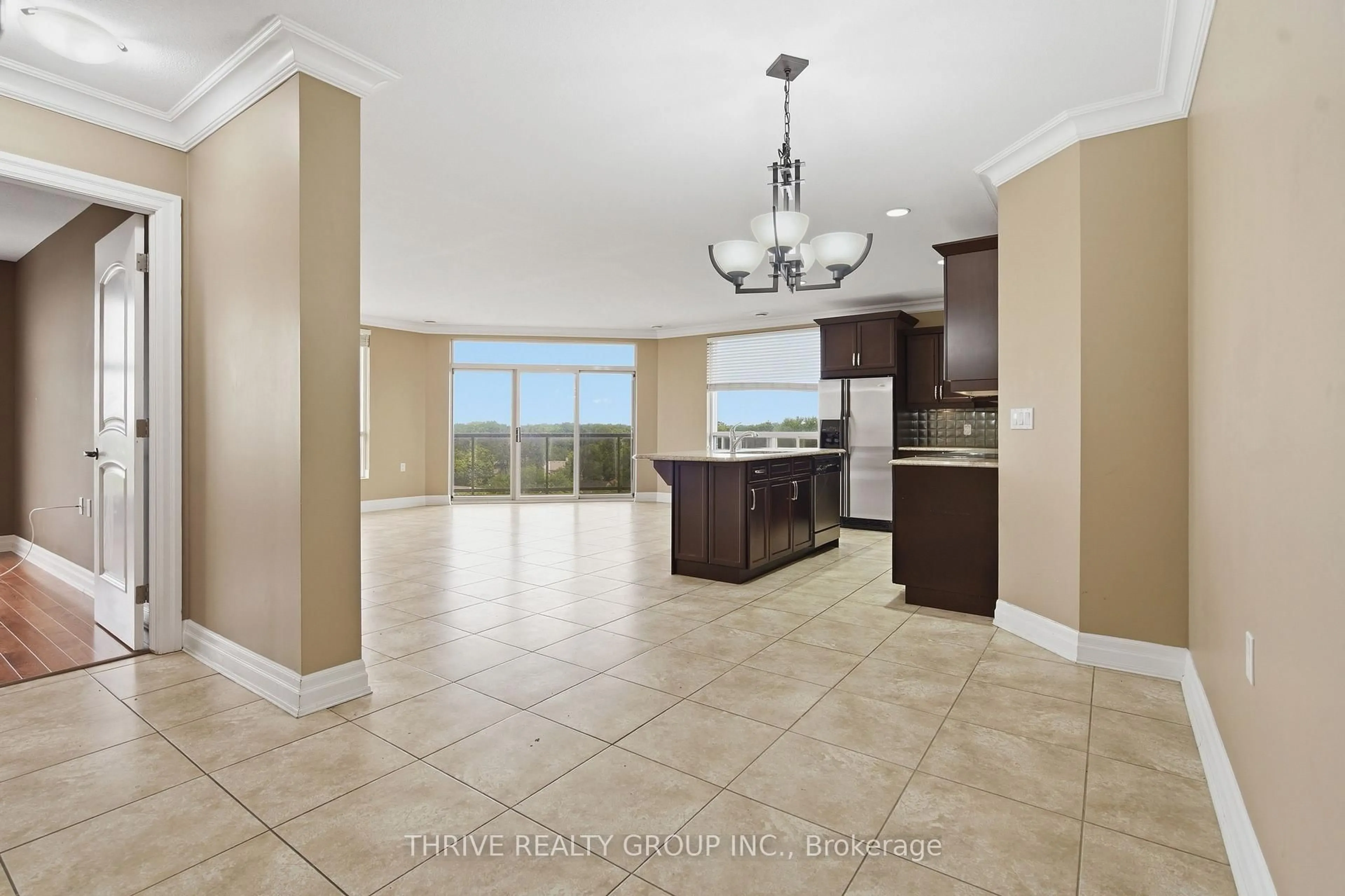 Open concept kitchen, ceramic/tile floor for 250 Pall Mall St #802, London East Ontario N6A 6K3