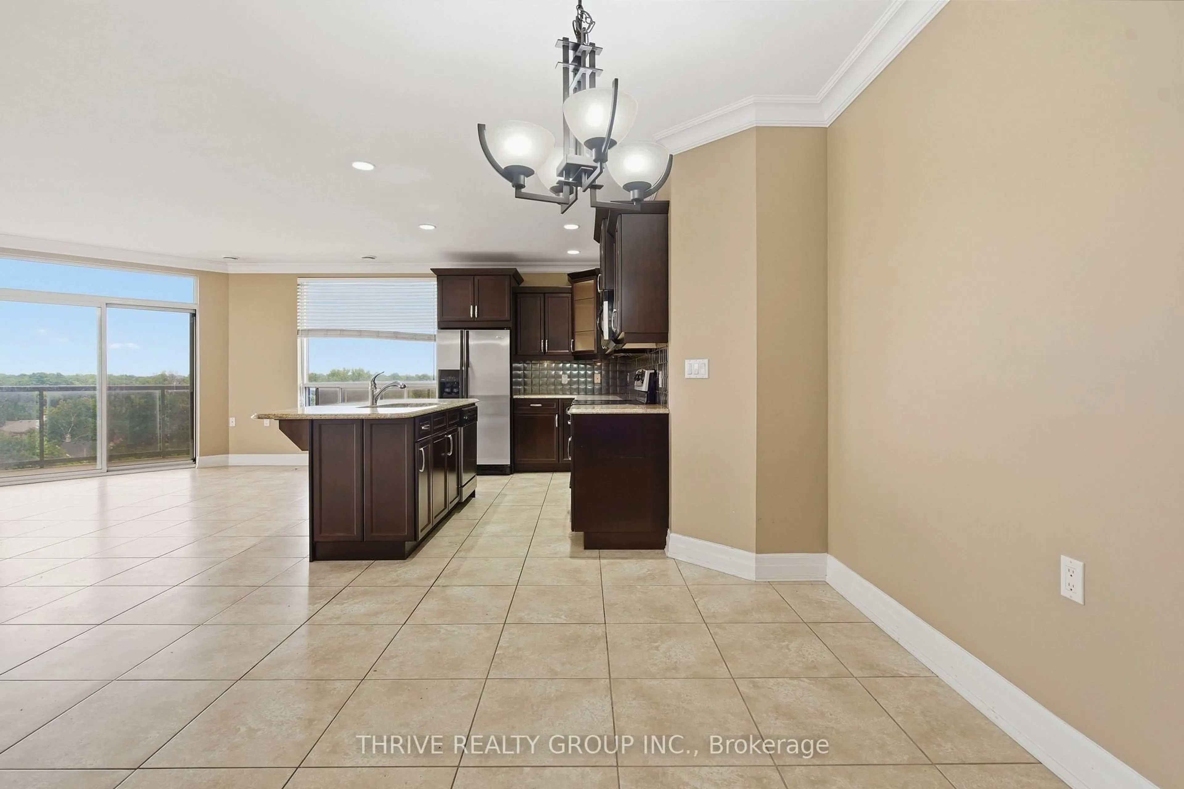 Open concept kitchen, ceramic/tile floor for 250 Pall Mall St #802, London East Ontario N6A 6K3