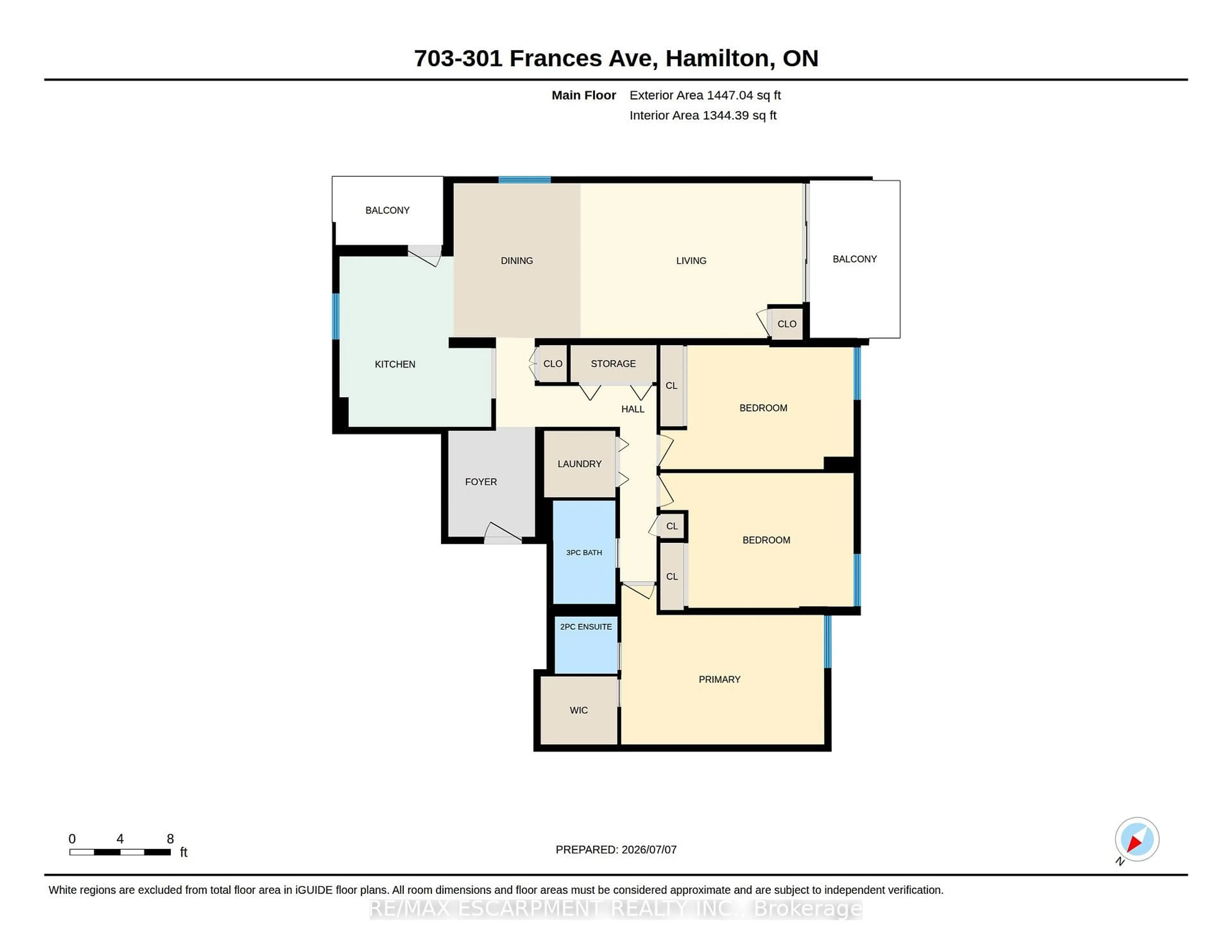 Floor plan for 301 Frances Ave #703, Hamilton Ontario L8E 3W6