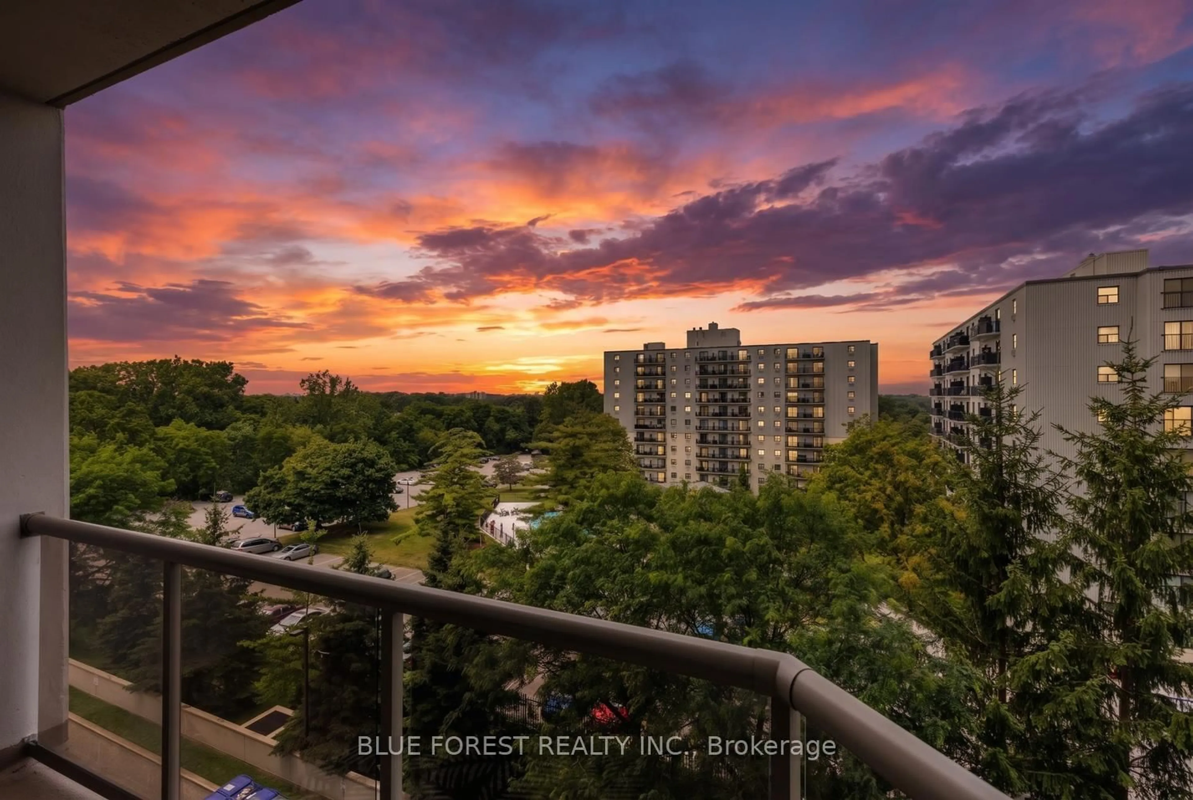 Balcony in the apartment, city buildings view from balcony for 353 Commissioners Rd #501, London South Ontario N6J 0A3