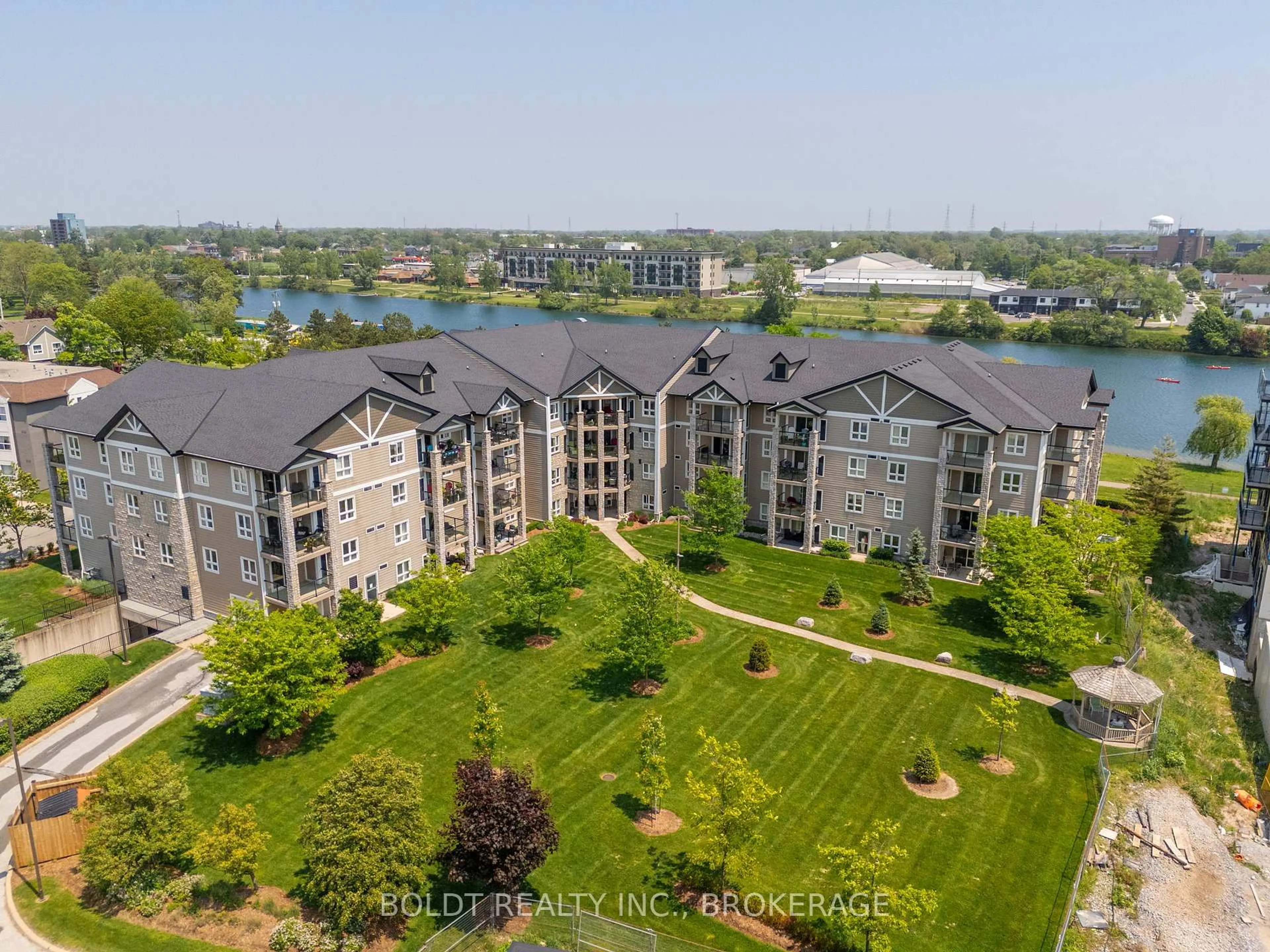 A pic from outside/outdoor area/front of a property/back of a property/a pic from drone, water/lake/river/ocean view for 330 Prince Charles Dr #1214, Welland Ontario L3C 7B3