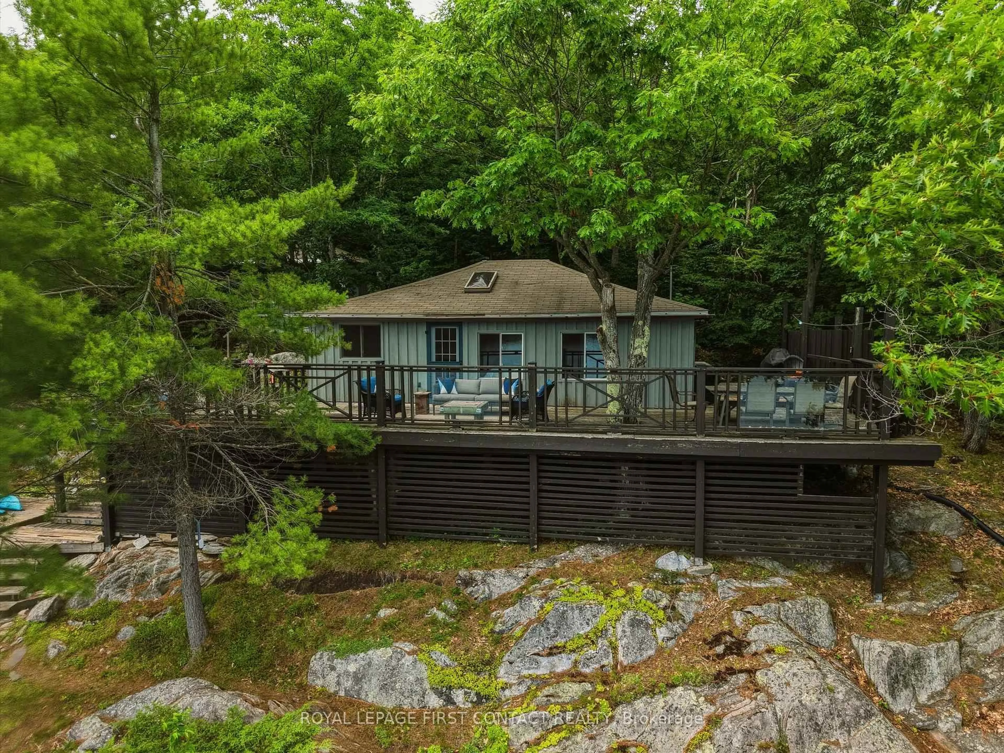 Patio, water/lake/river/ocean view for 321 Healey Lake W/A, The Archipelago Ontario P0G 1G0