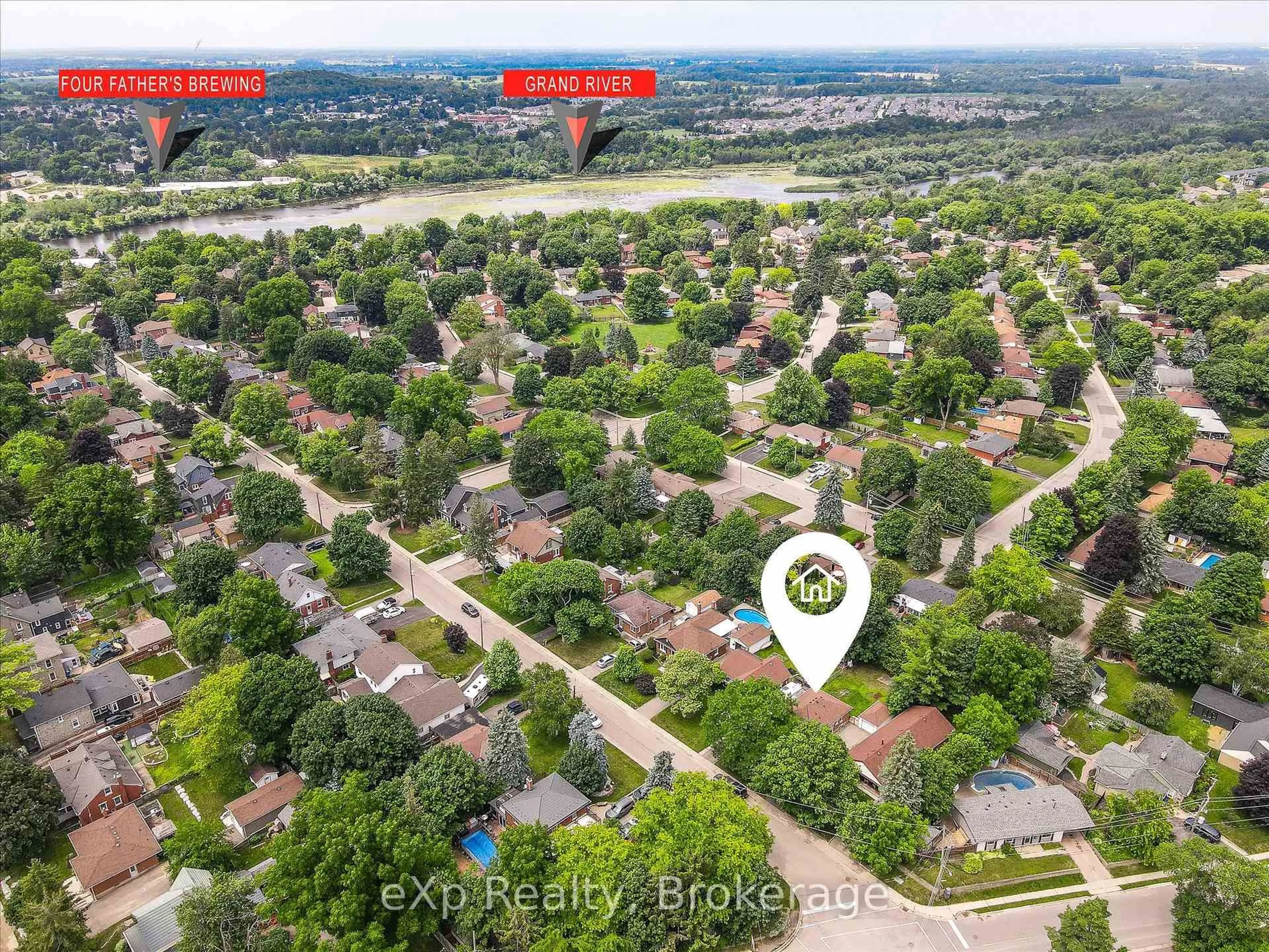 A pic from outside/outdoor area/front of a property/back of a property/a pic from drone, unknown for 151 Hungerford Rd, Cambridge Ontario N3C 2P9