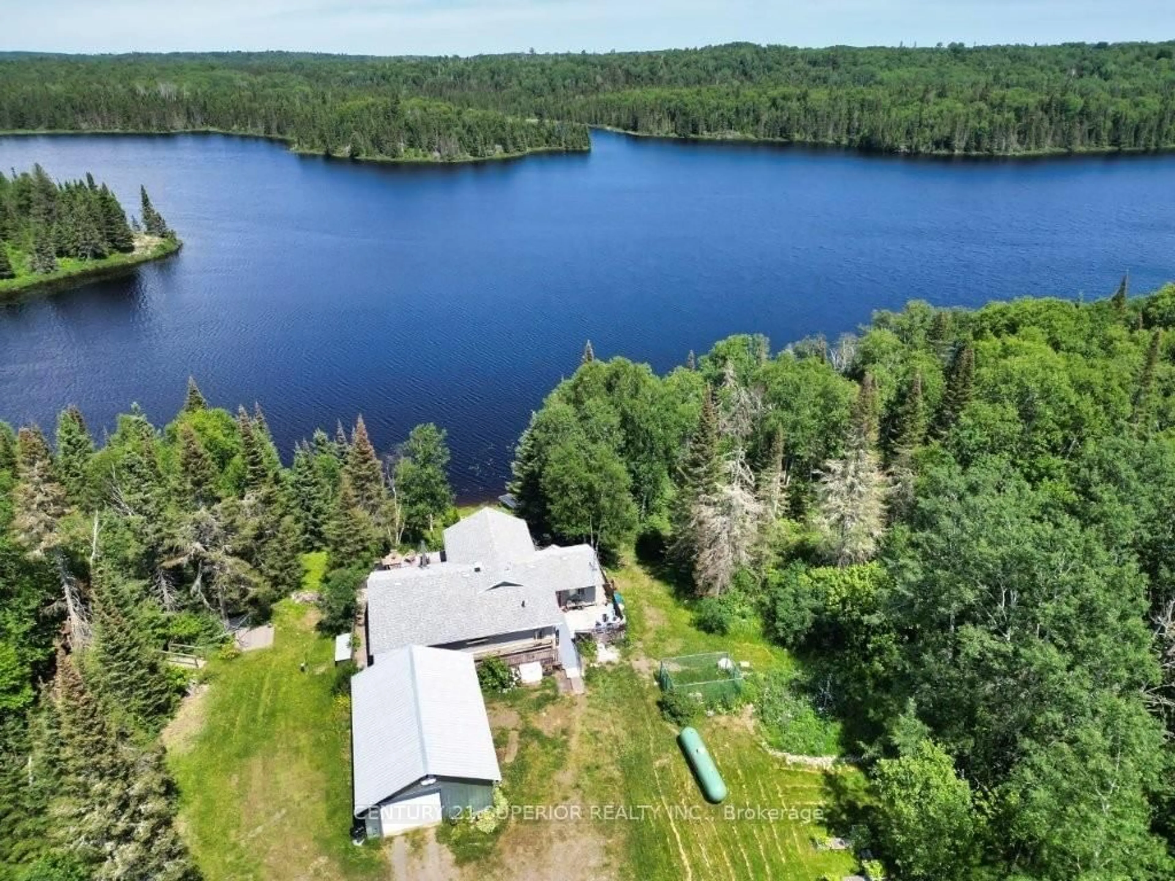A pic from outside/outdoor area/front of a property/back of a property/a pic from drone, water/lake/river/ocean view for 122 Walkinshaw Lake Road, Thunder Bay Remote Area Ontario P7A 3B2
