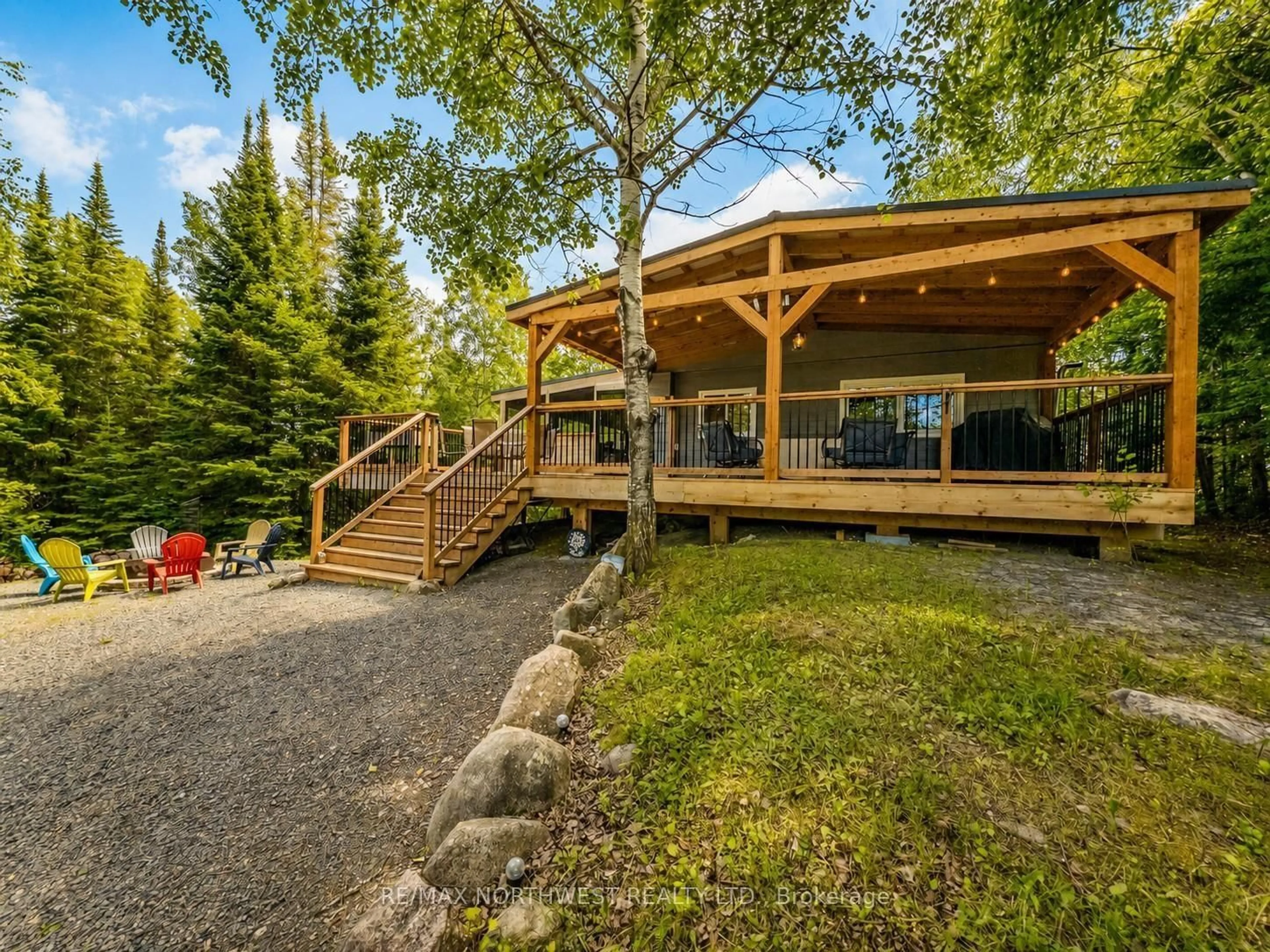Patio, mountain view for 73 Copper Head Road, Kenora Remote Area Ontario P9N 3W7