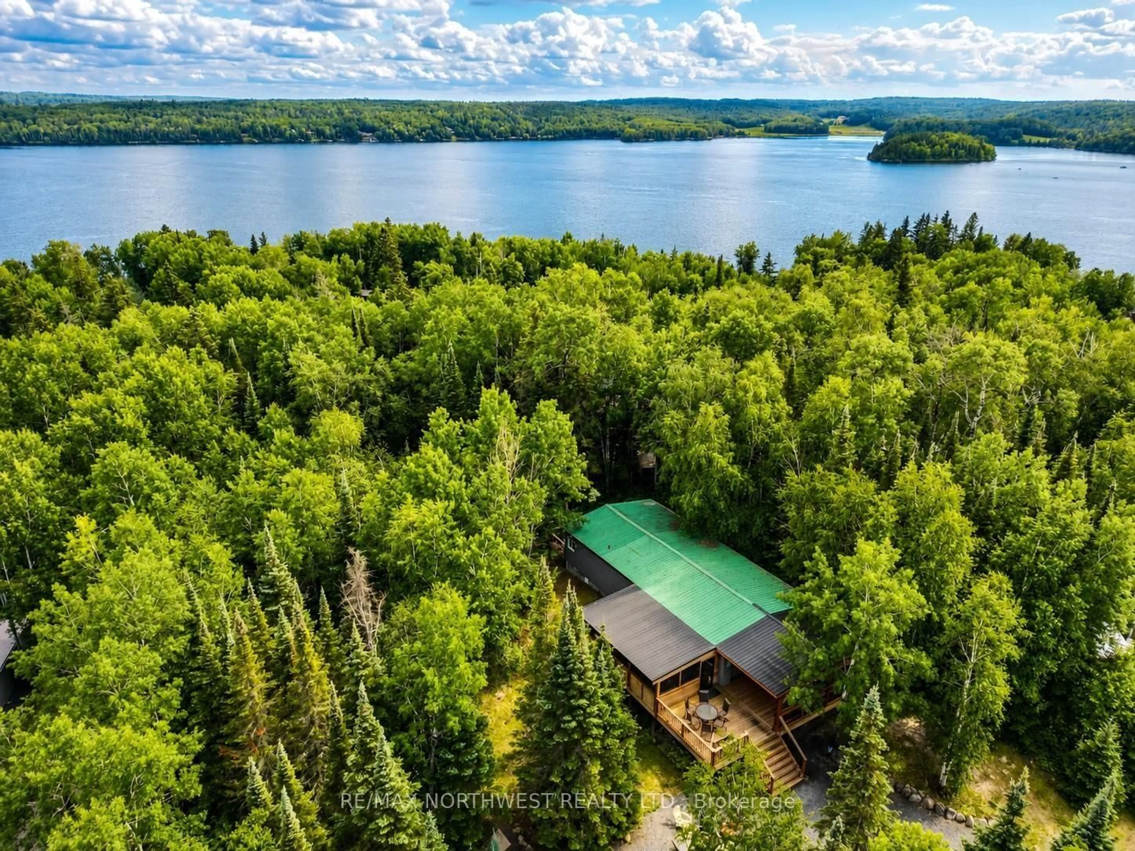 A pic from outside/outdoor area/front of a property/back of a property/a pic from drone, water/lake/river/ocean view for 73 Copper Head Road, Kenora Remote Area Ontario P9N 3W7