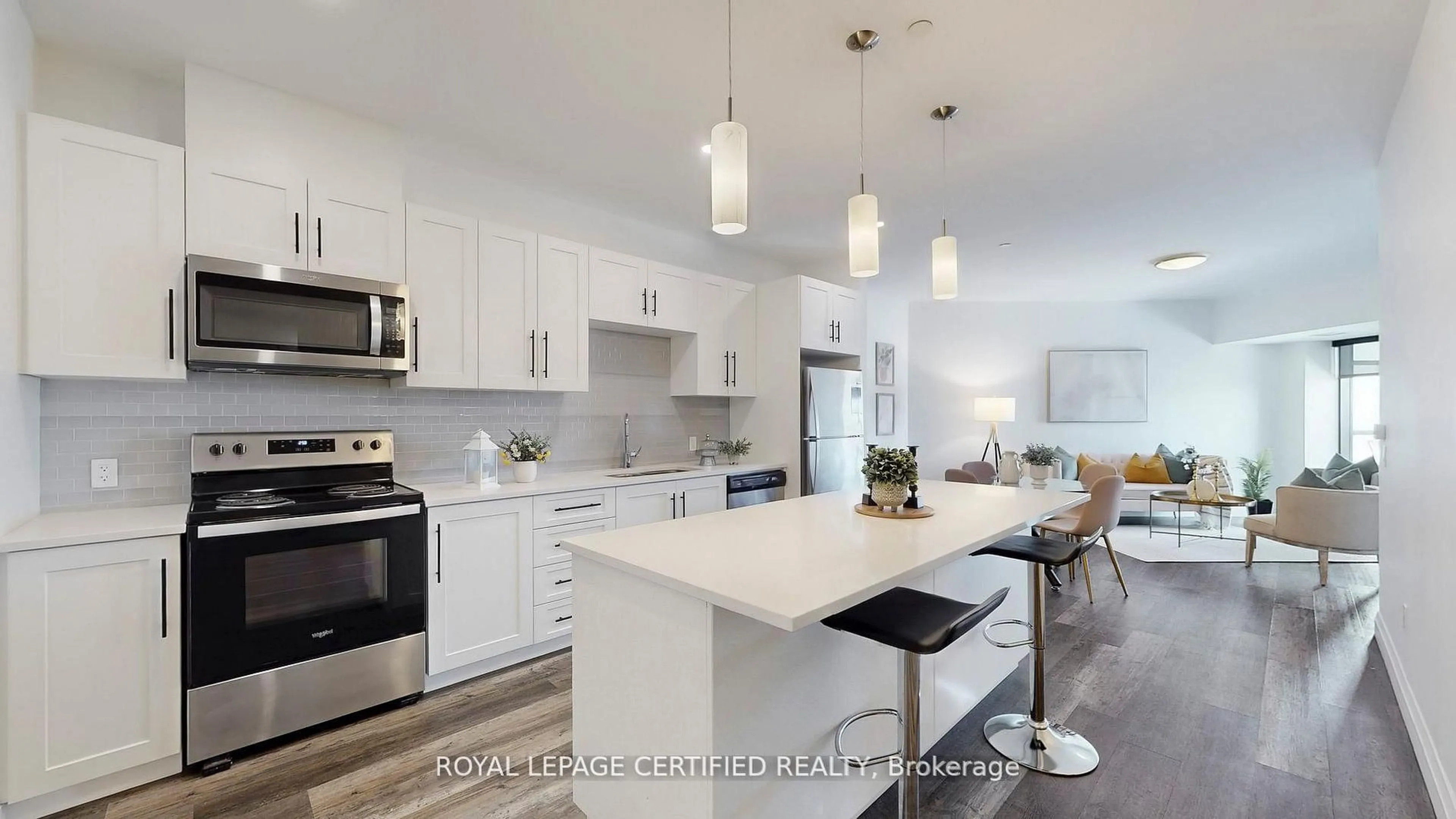 Open concept kitchen, ceramic/tile floor for 332 Gosling Gdns #411, Guelph Ontario N1L 1G7