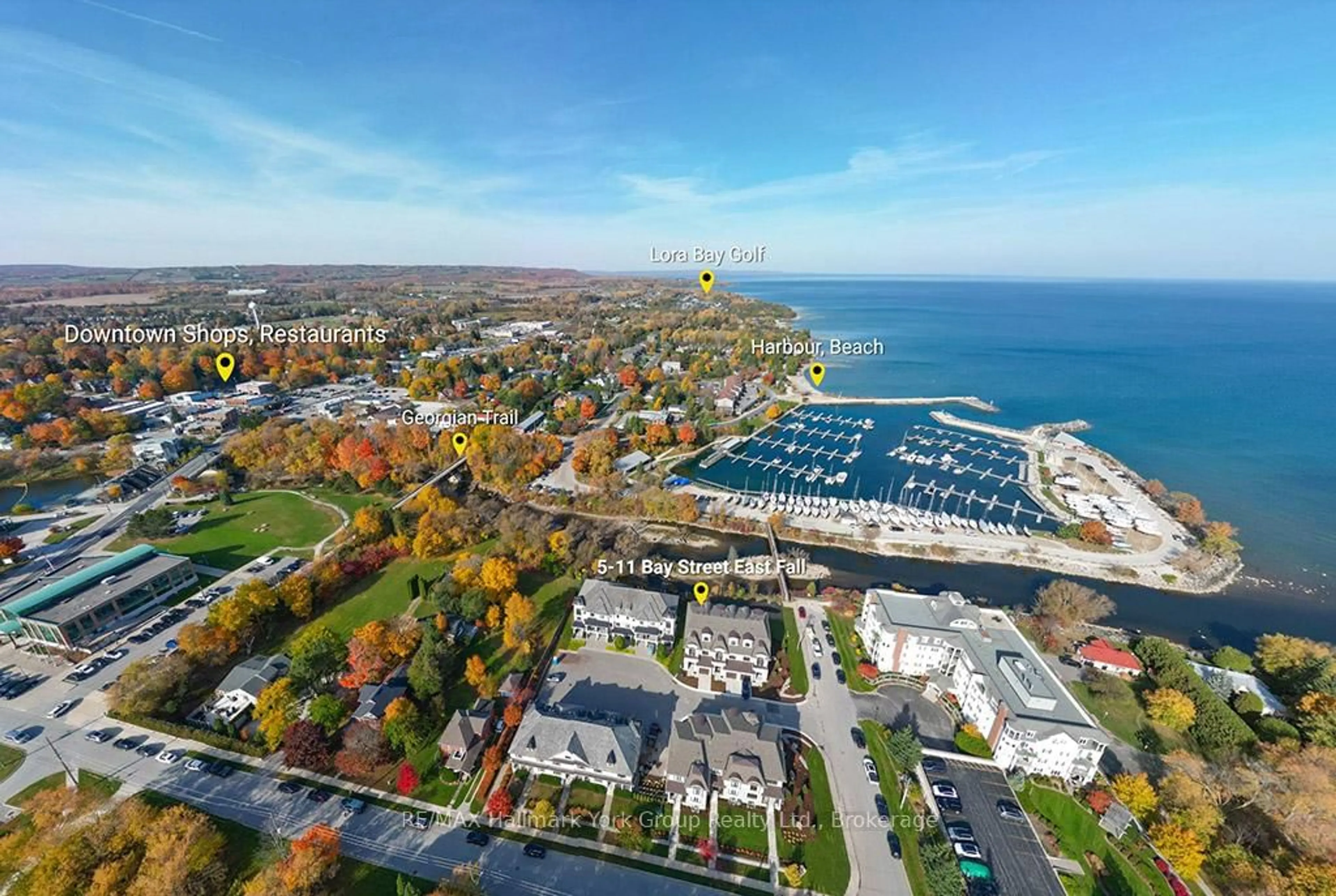 A pic from outside/outdoor area/front of a property/back of a property/a pic from drone, water/lake/river/ocean view for 5-11 Bay St, Blue Mountains Ontario N0H 2P0