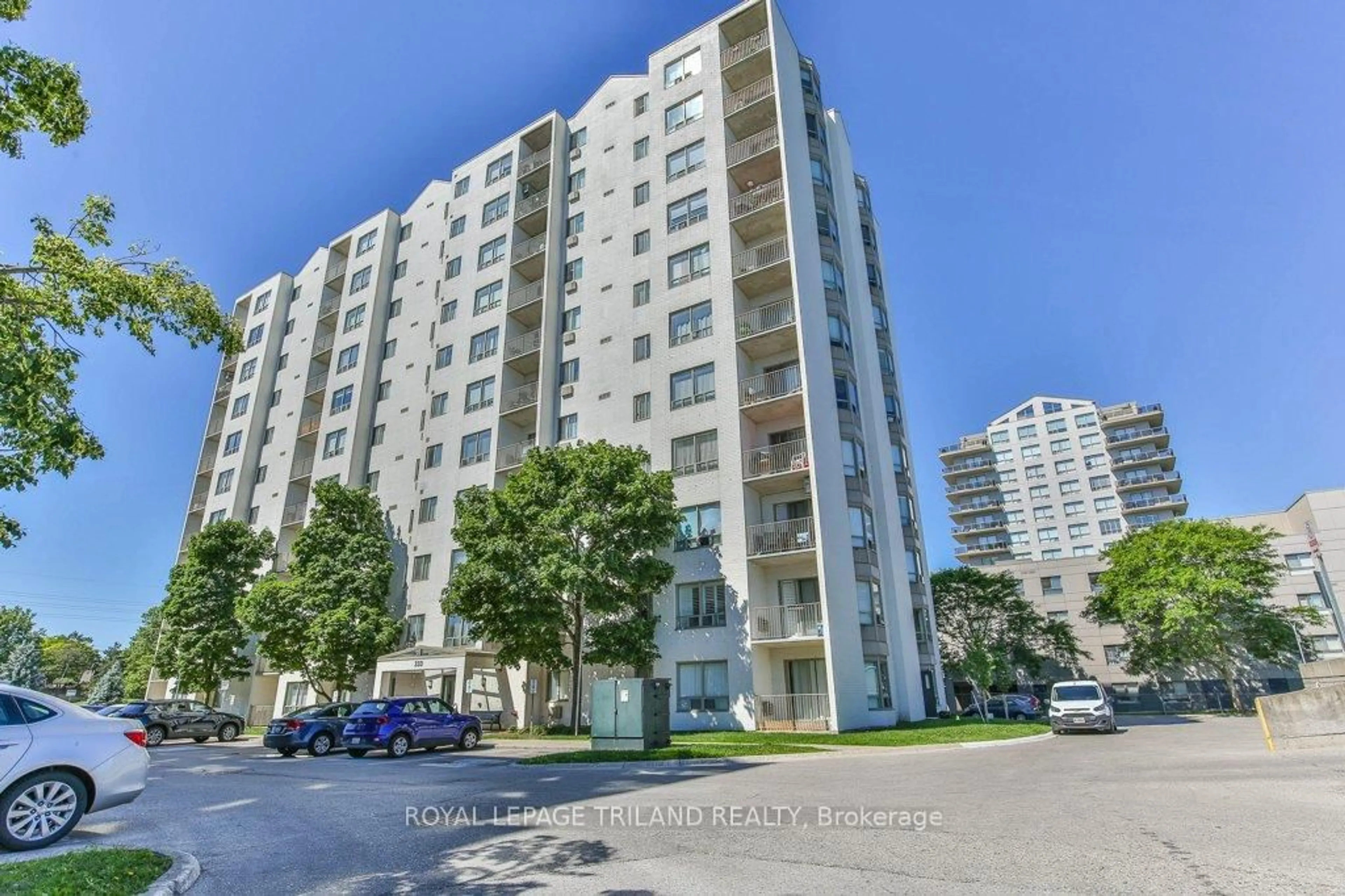 A pic from outside/outdoor area/front of a property/back of a property/a pic from drone, unknown for 333 Commissioners Rd #405, London South Ontario N6J 4X7