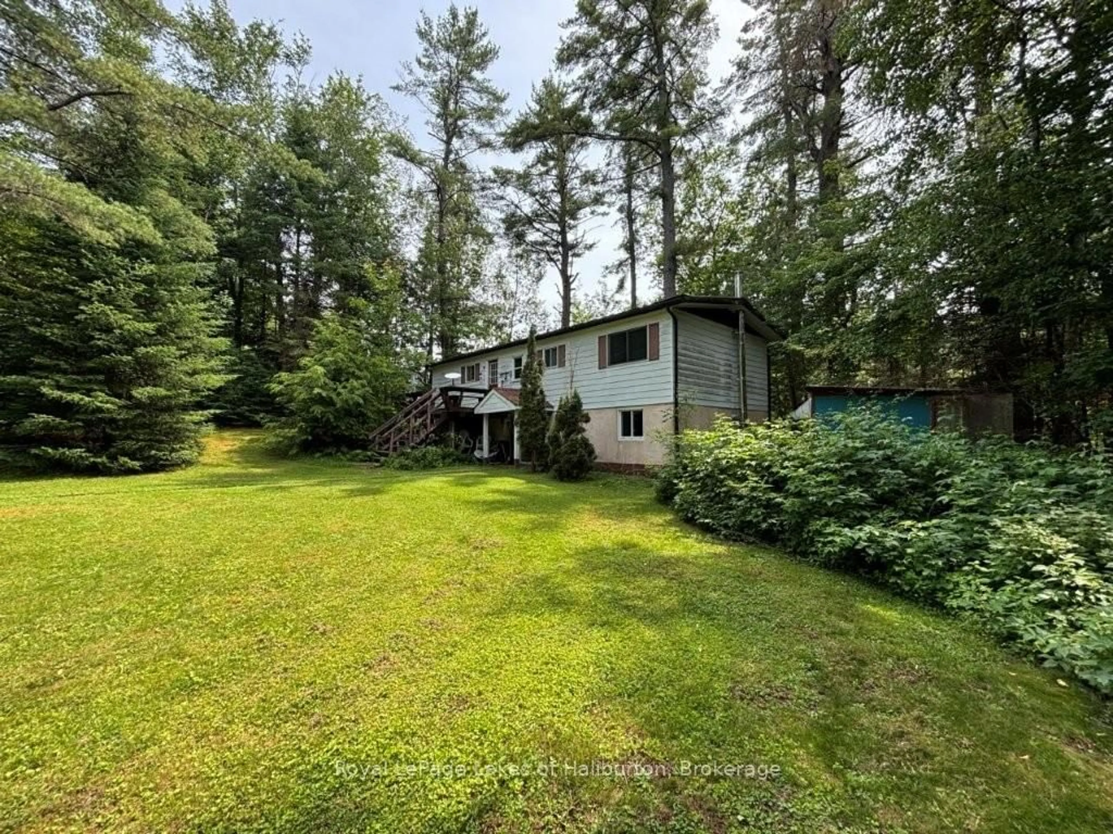A pic from outside/outdoor area/front of a property/back of a property/a pic from drone, forest/trees view for 1019 Loyalist Dr, Minden Hills Ontario K0M 2K0