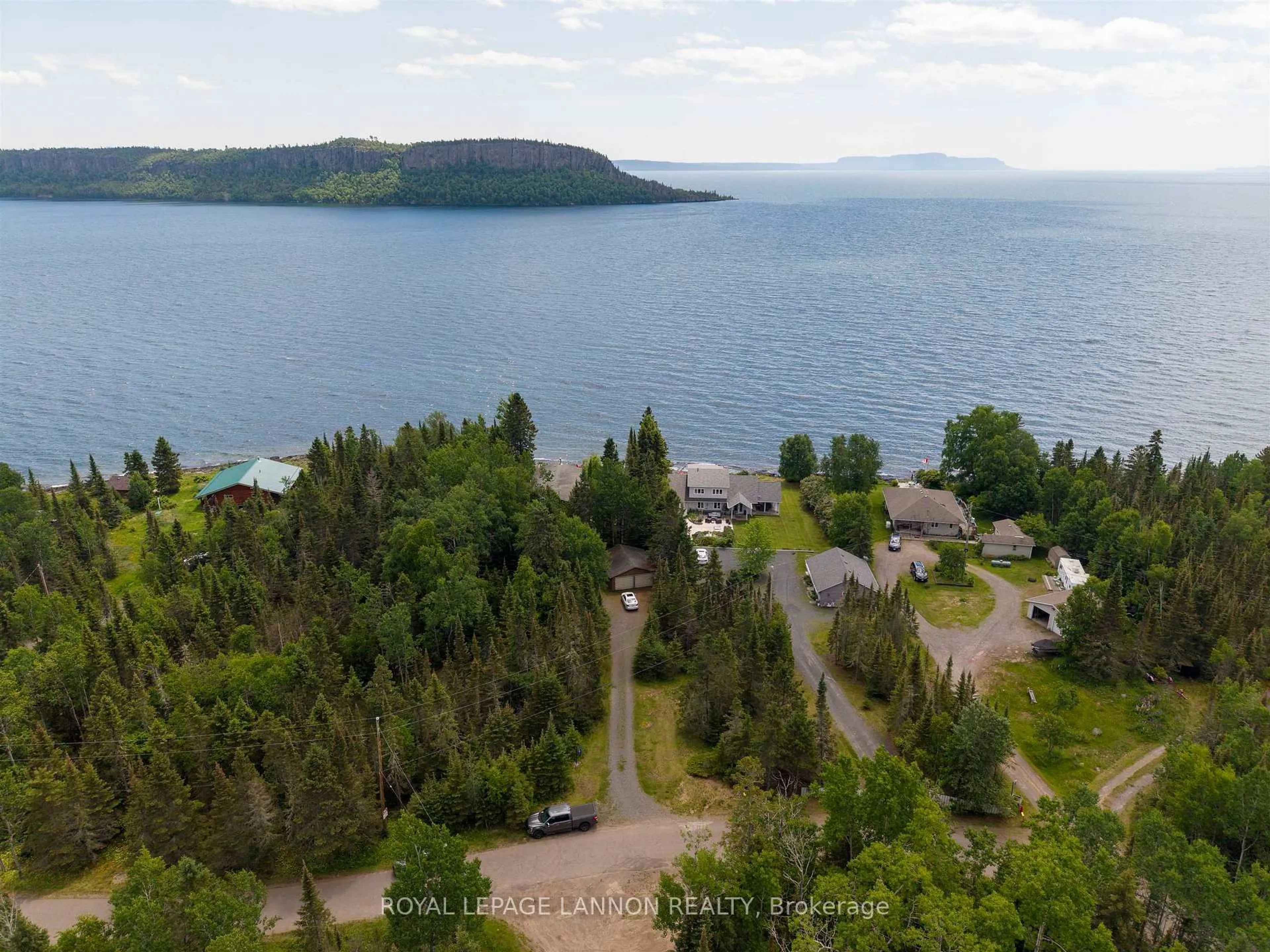 A pic from outside/outdoor area/front of a property/back of a property/a pic from drone, water/lake/river/ocean view for 363 Amethyst Harbour Cliff Ave, Shuniah Ontario P7B 5E4