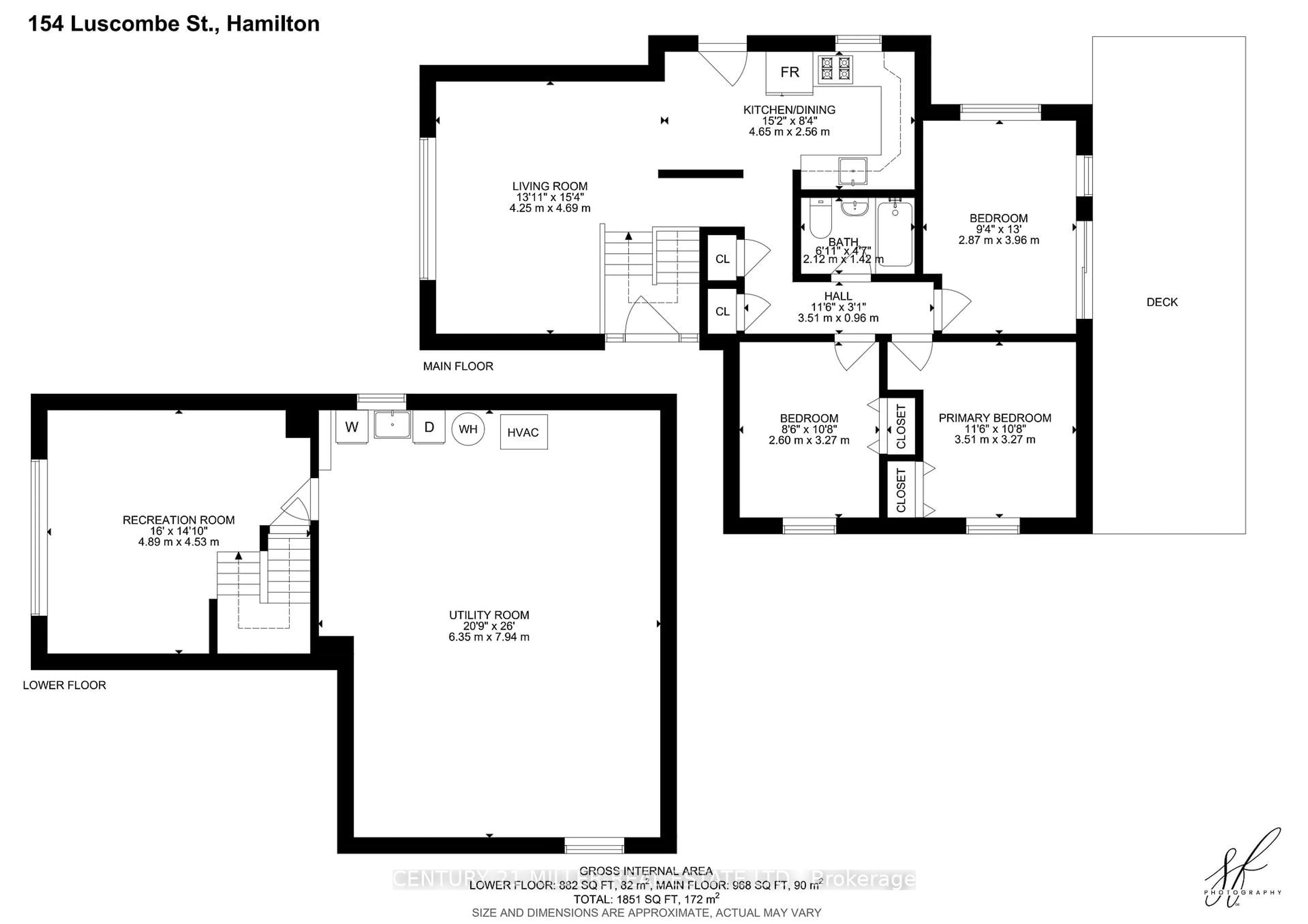 Floor plan for 154 Luscombe St, Hamilton Ontario L9A 2K3