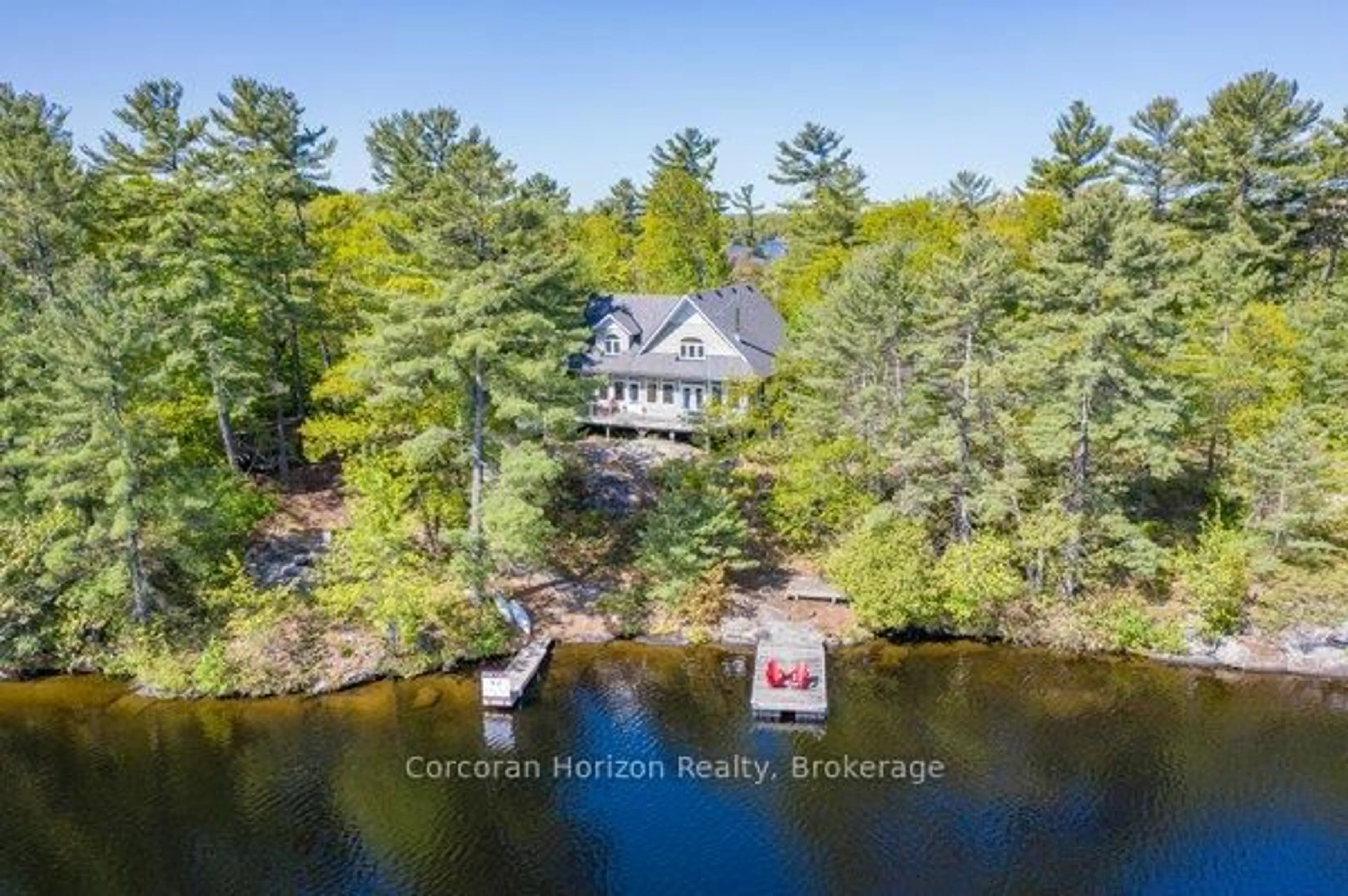 A pic from outside/outdoor area/front of a property/back of a property/a pic from drone, water/lake/river/ocean view for 1320 Island 360 Island, Georgian Bay Ontario L0K 1S0
