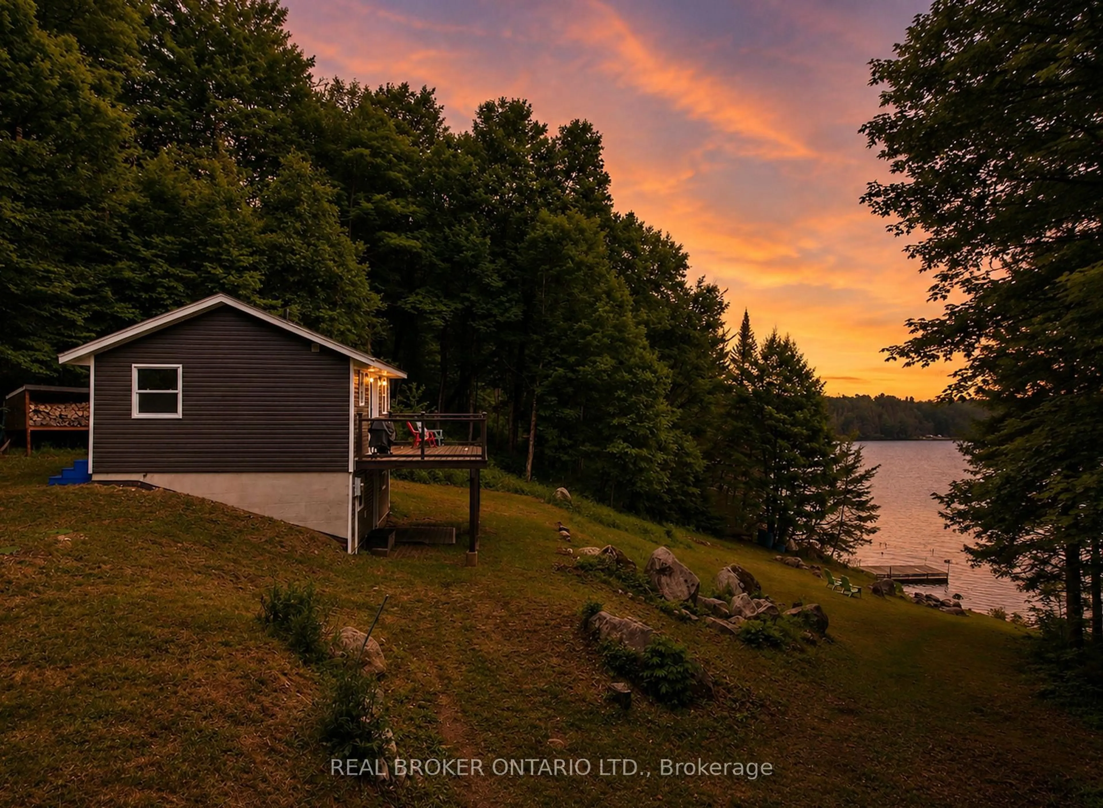 A pic from outside/outdoor area/front of a property/back of a property/a pic from drone, water/lake/river/ocean view for 41 Andy Neville Pkwy, Machar Ontario P0A 1X0