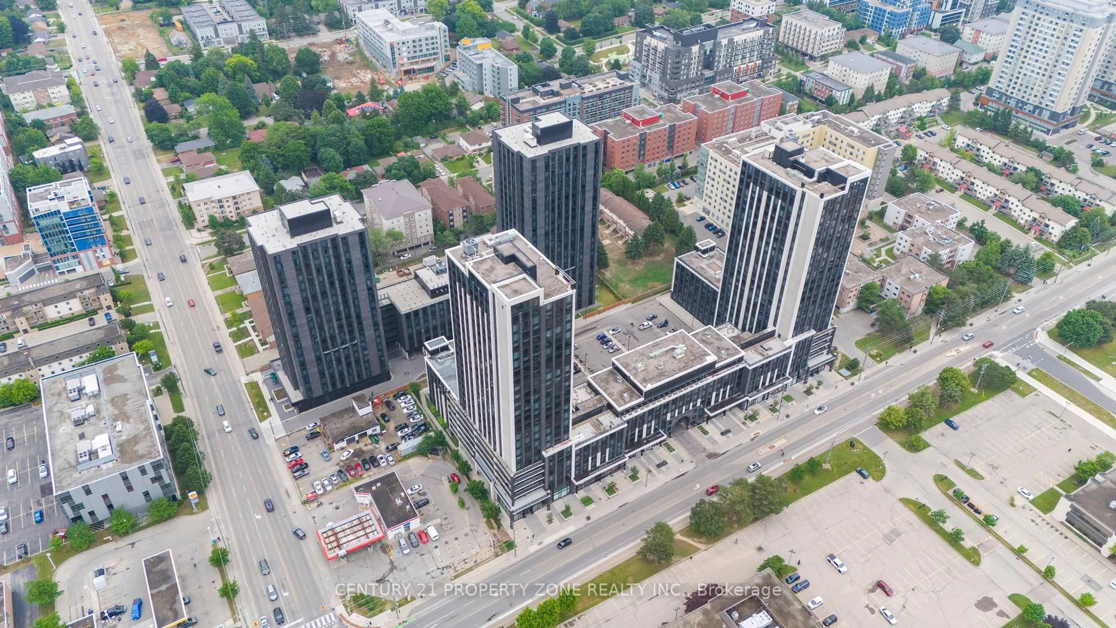 A pic from outside/outdoor area/front of a property/back of a property/a pic from drone, city buildings view from balcony for 145 Columbia St #2429, Waterloo Ontario N2L 0K7