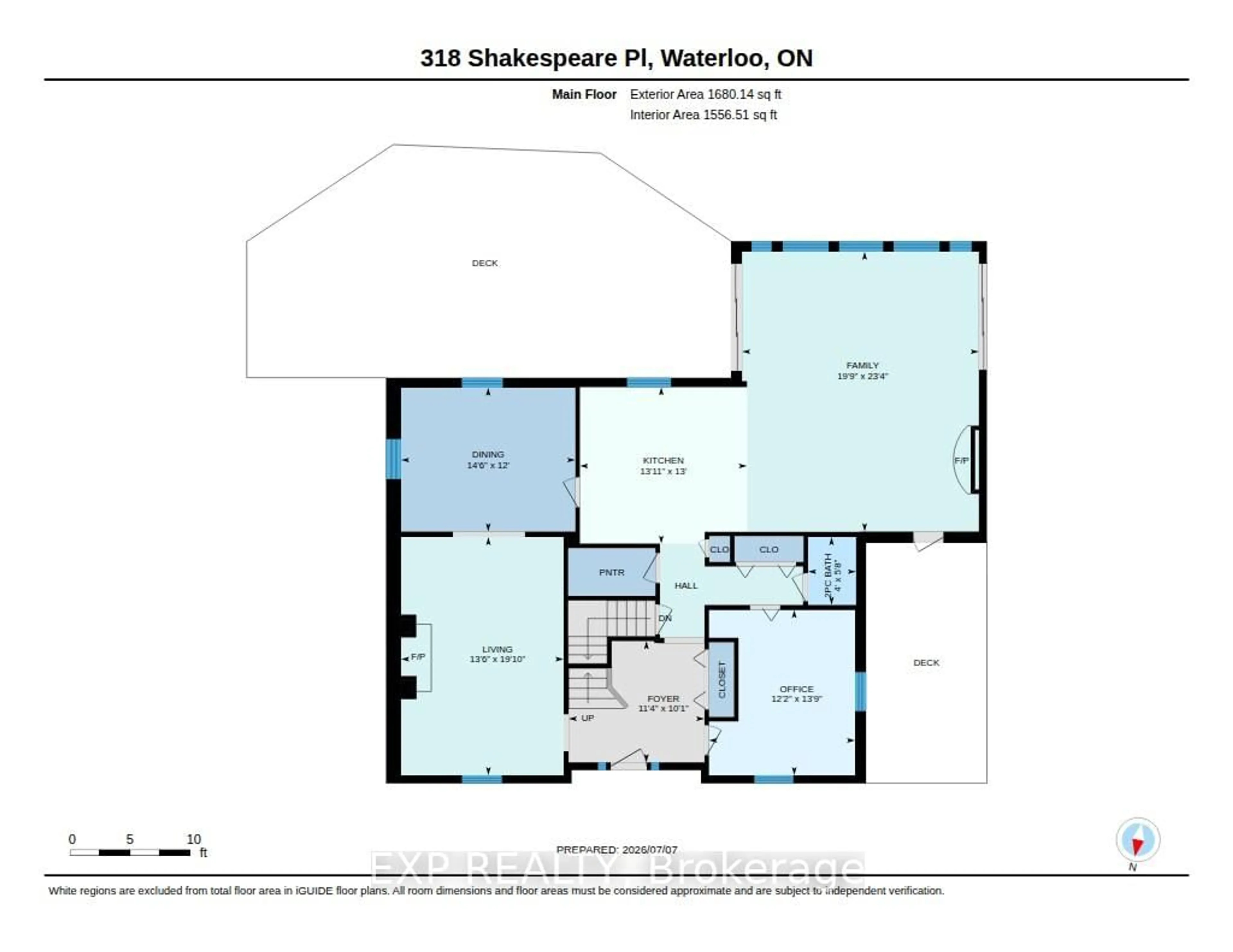 Floor plan for 318 Shakespeare Pl, Waterloo Ontario N2L 2V2