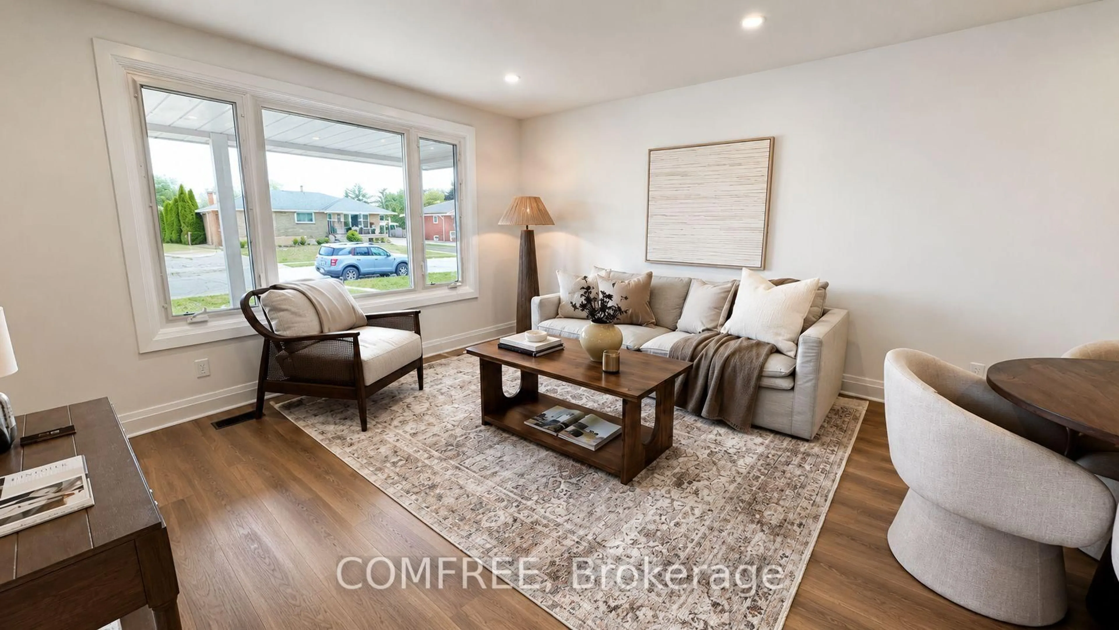 Living room with furniture, wood/laminate floor for 423 Richmond St, Amherstburg Ontario N9V 3G2