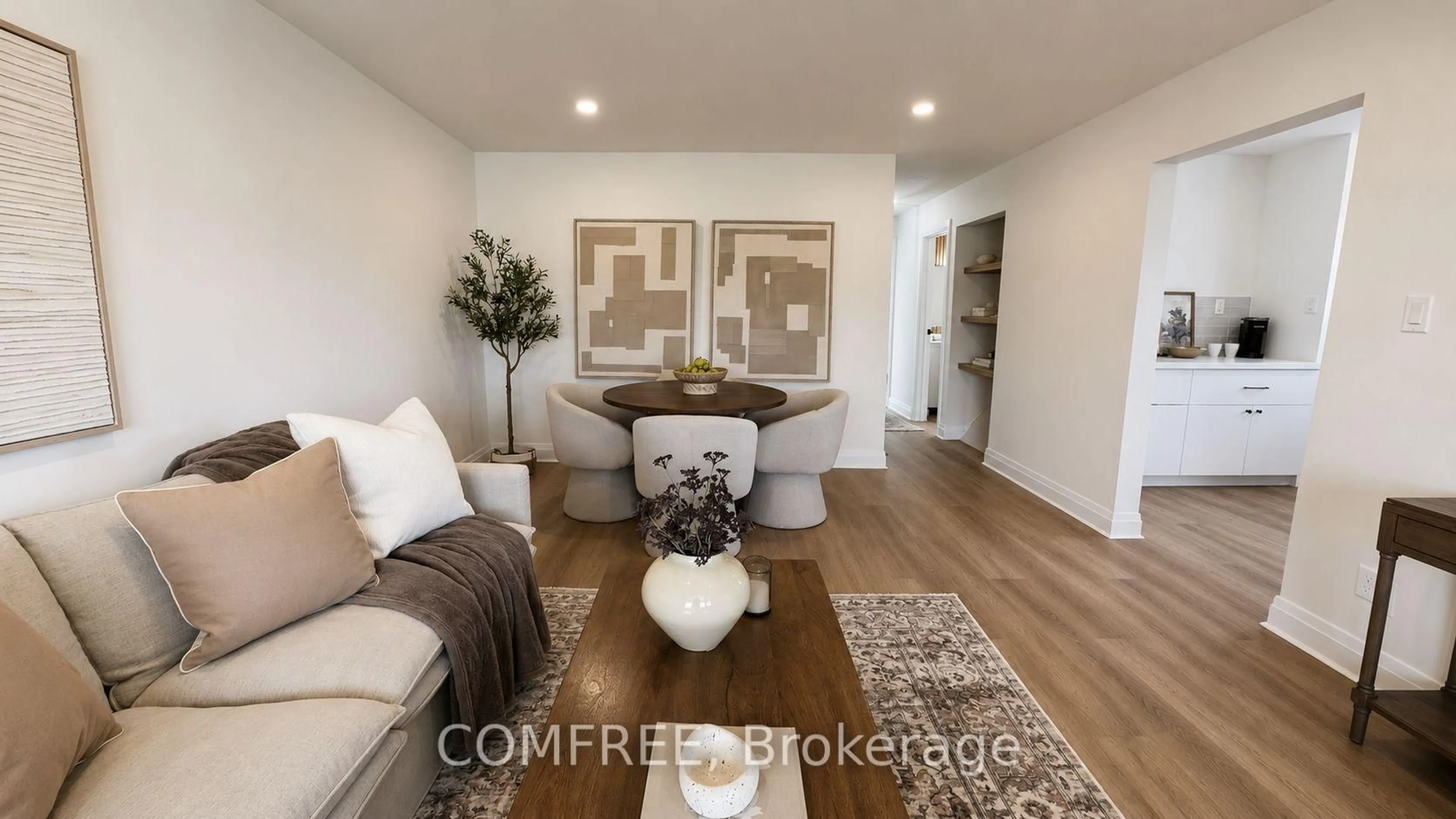 Living room with furniture, wood/laminate floor for 423 Richmond St, Amherstburg Ontario N9V 3G2