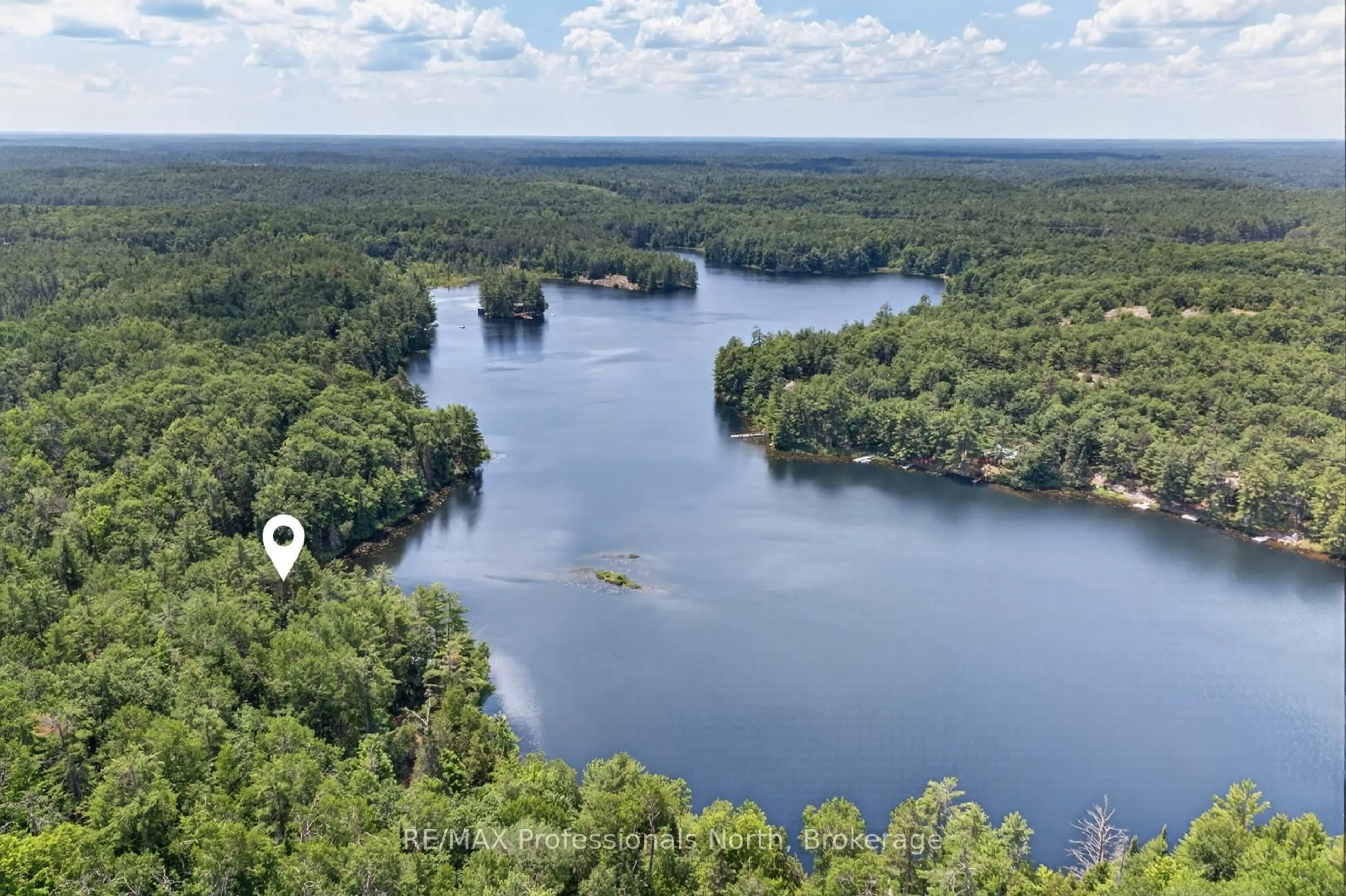 A pic from outside/outdoor area/front of a property/back of a property/a pic from drone, water/lake/river/ocean view for 1032 Gazebo Lane, Minden Hills Ontario K0M 2K0