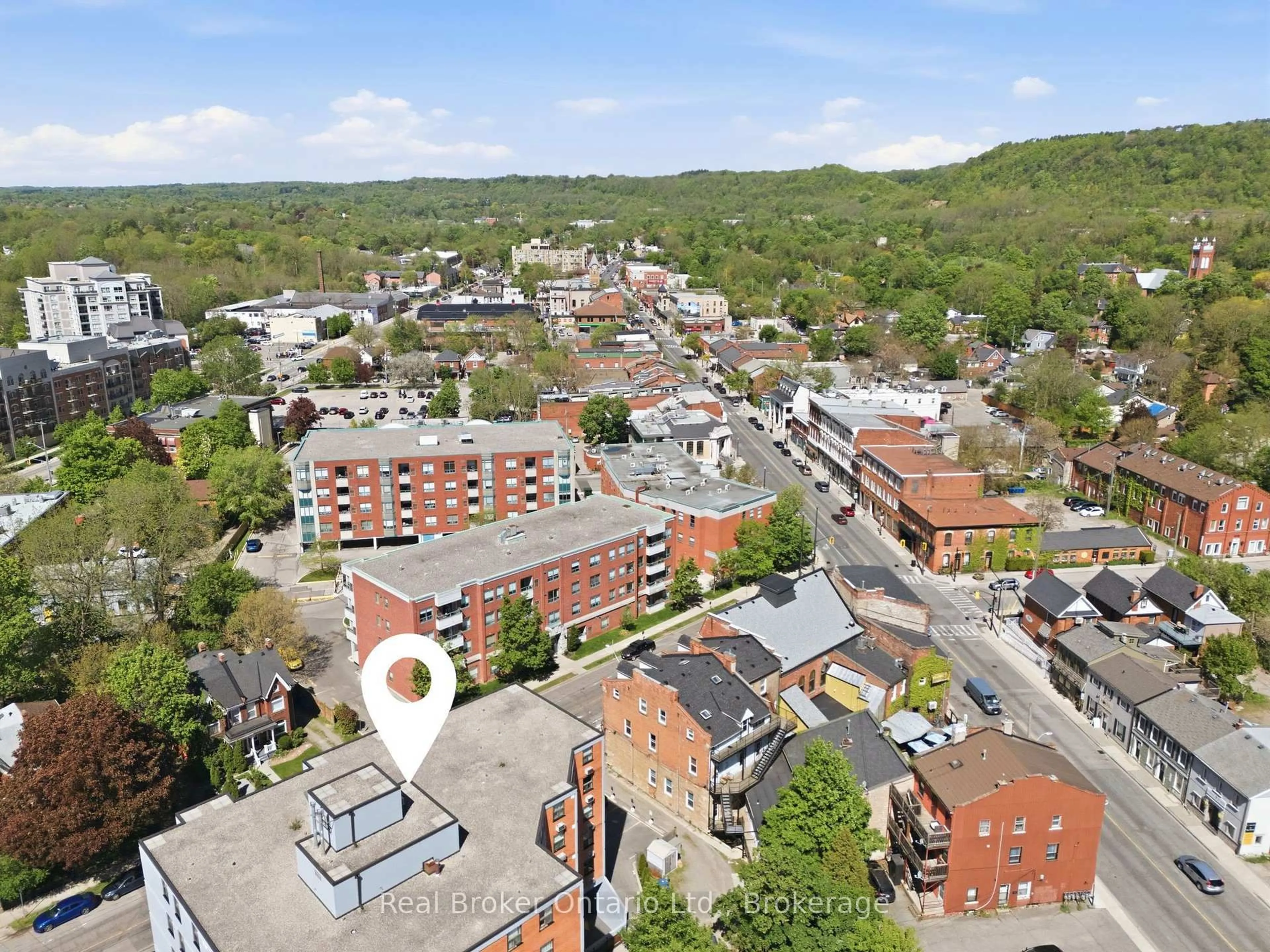 A pic from outside/outdoor area/front of a property/back of a property/a pic from drone, unknown for 23 Main St #307, Hamilton Ontario L9H 2P7