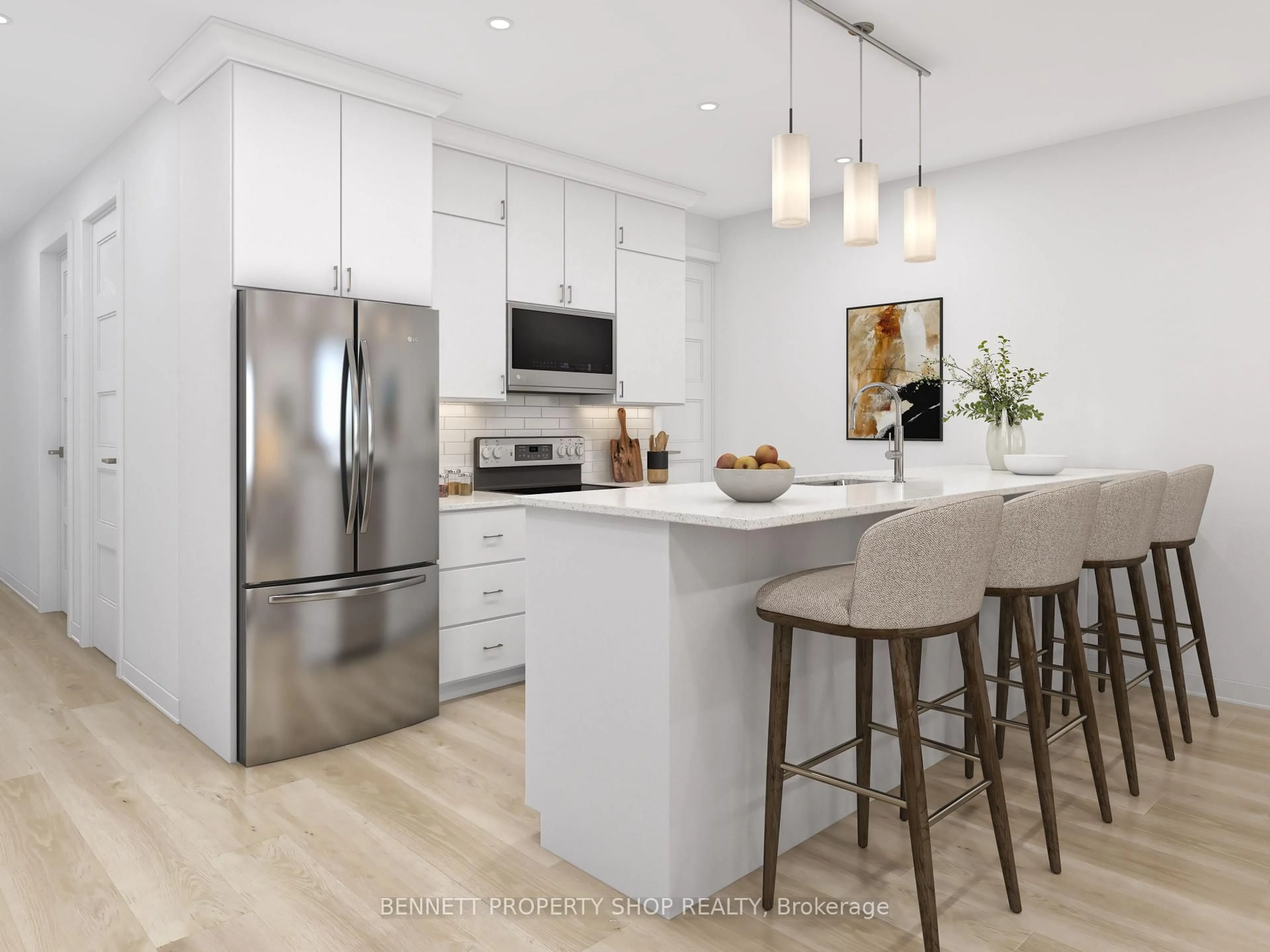 Open concept kitchen, wood/laminate floor for 272 Paleo Hts, Ottawa Ontario K1W 1G1
