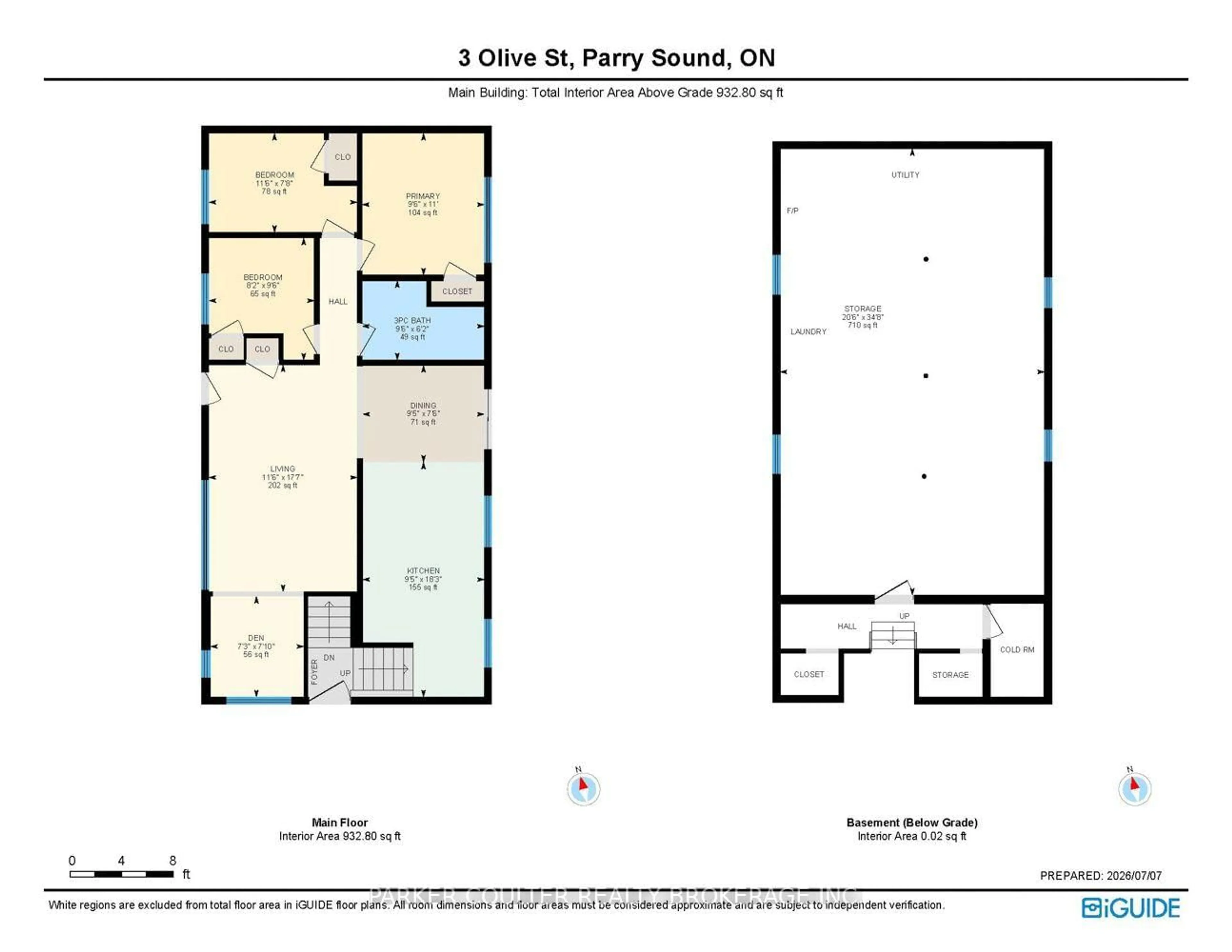 Floor plan for 3 Olive St, Parry Sound Ontario P2A 2Y4