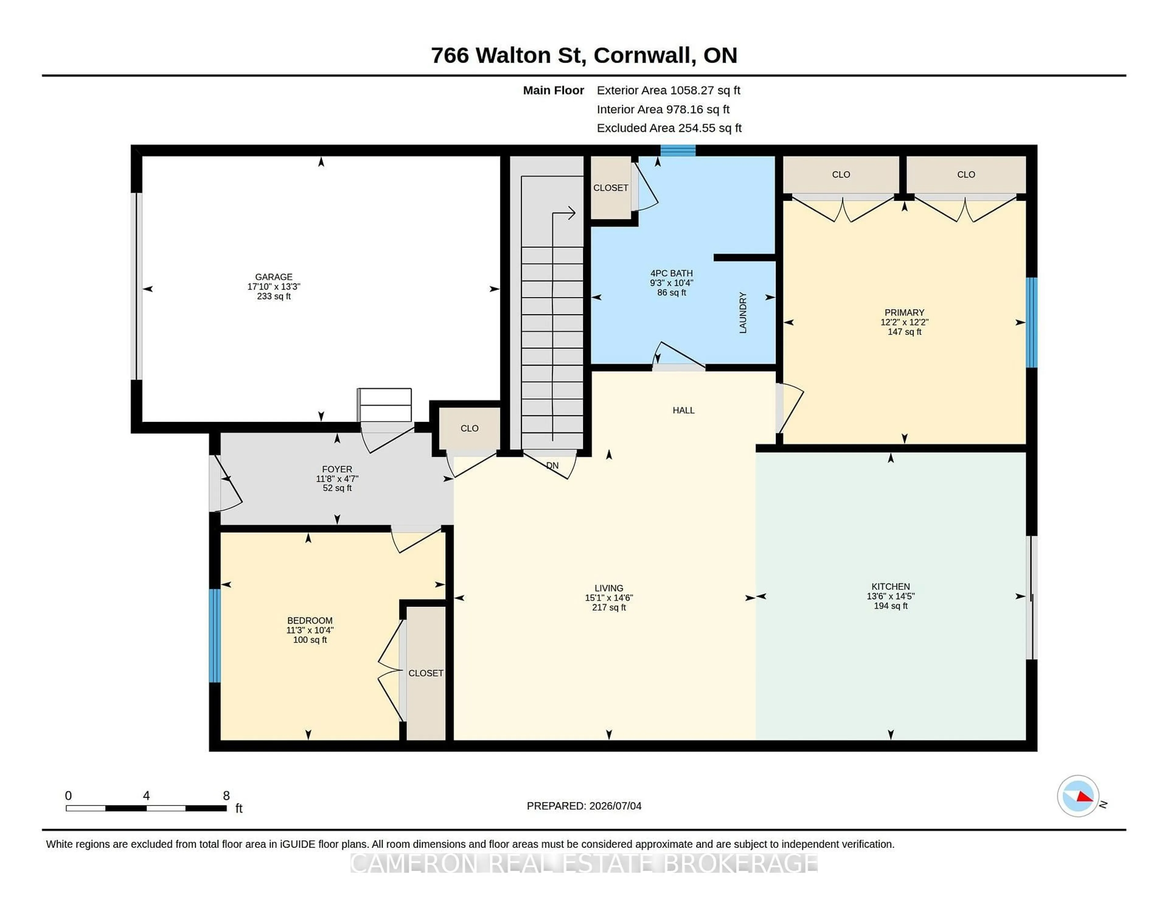 Floor plan for 766 Walton St, Cornwall Ontario K6H 0J2