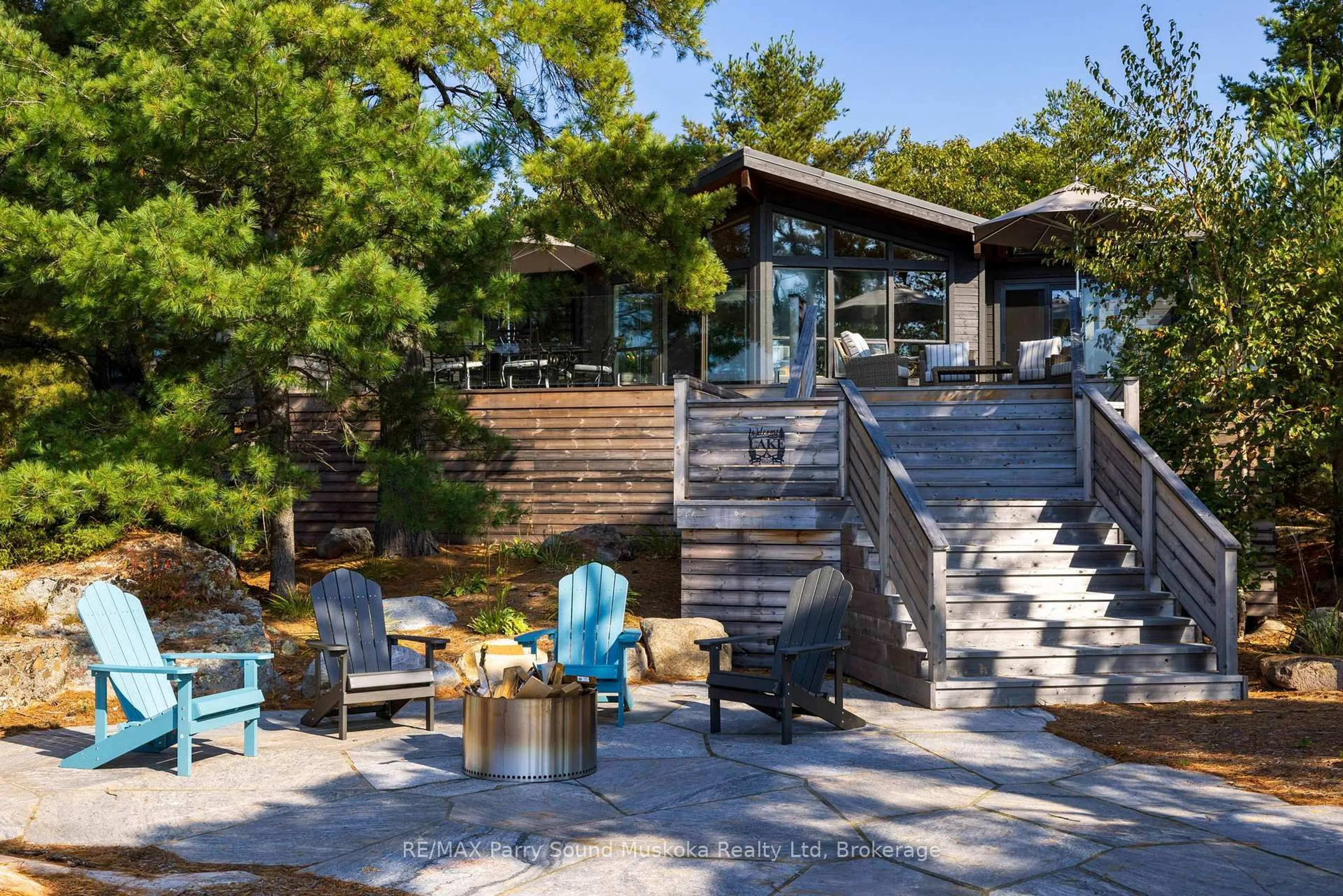 Patio, water/lake/river/ocean view for 2 A258 (Blueberry Point) Island, The Archipelago Ontario P0G 1K0