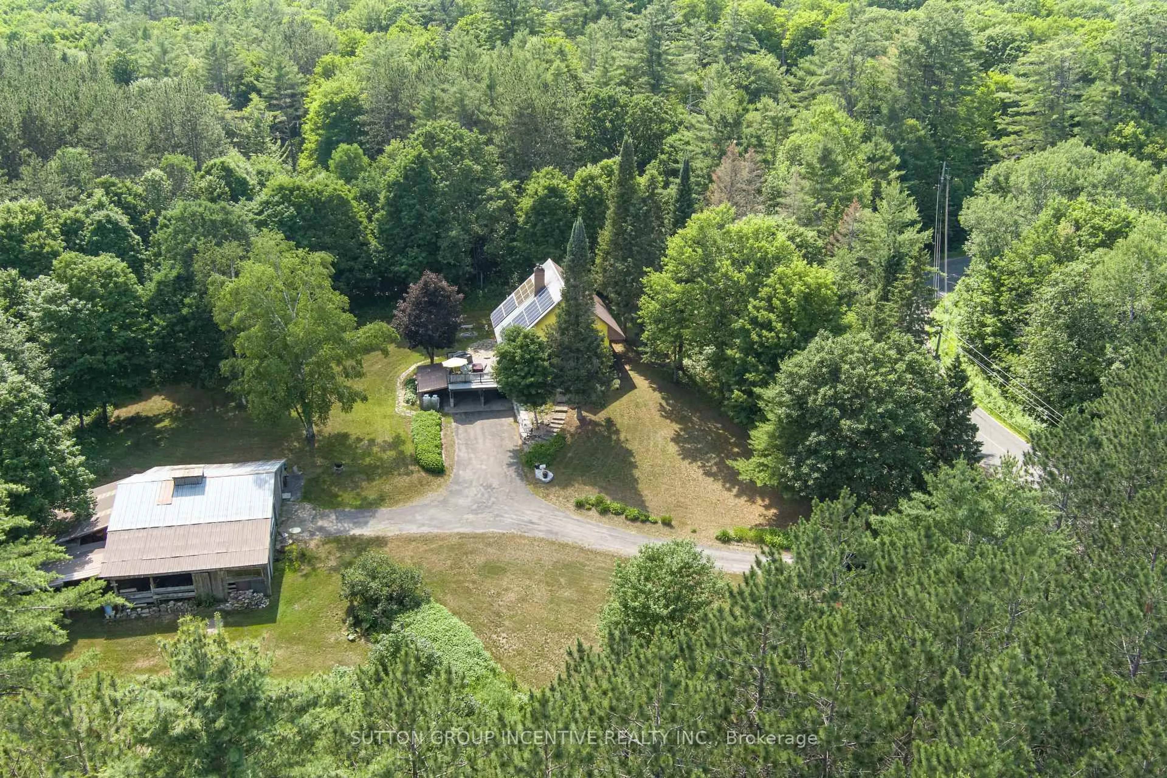 A pic from outside/outdoor area/front of a property/back of a property/a pic from drone, forest/trees view for 1093 Kushog Lake Rd, Minden Hills Ontario K0M 2K0