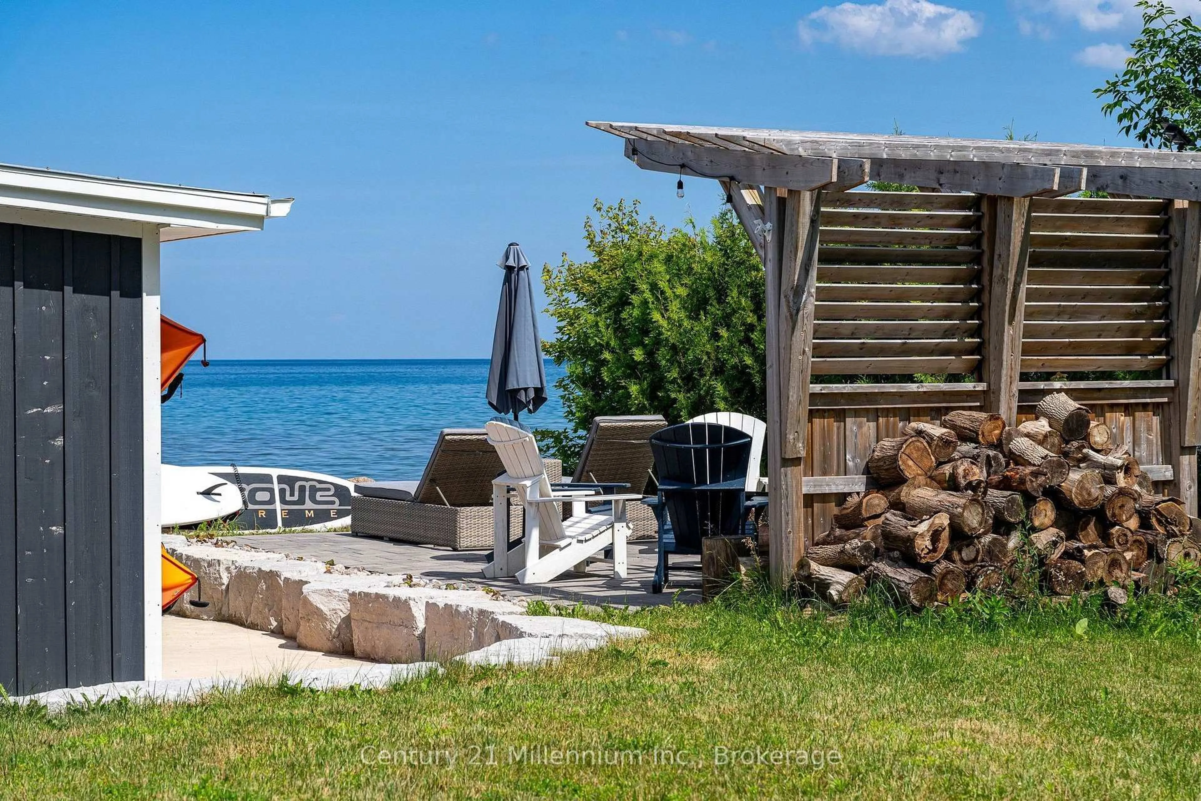 Patio, water/lake/river/ocean view for 247 Georgian Beach Road North Rd, Meaford Ontario N4L 2W5