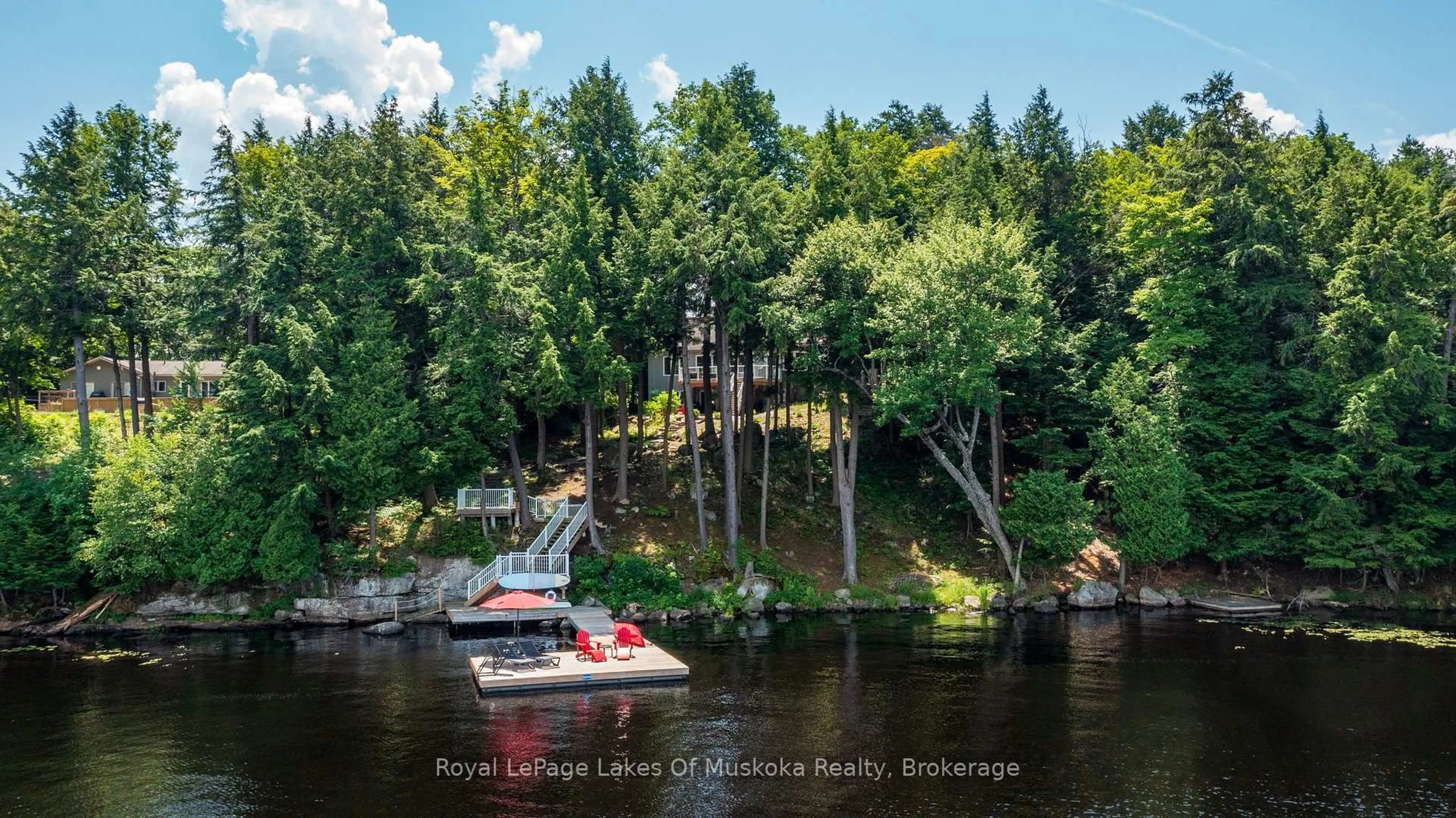 A pic from outside/outdoor area/front of a property/back of a property/a pic from drone, water/lake/river/ocean view for 1047 Brandy Crest Rd, Muskoka Lakes Ontario P0B 1J0