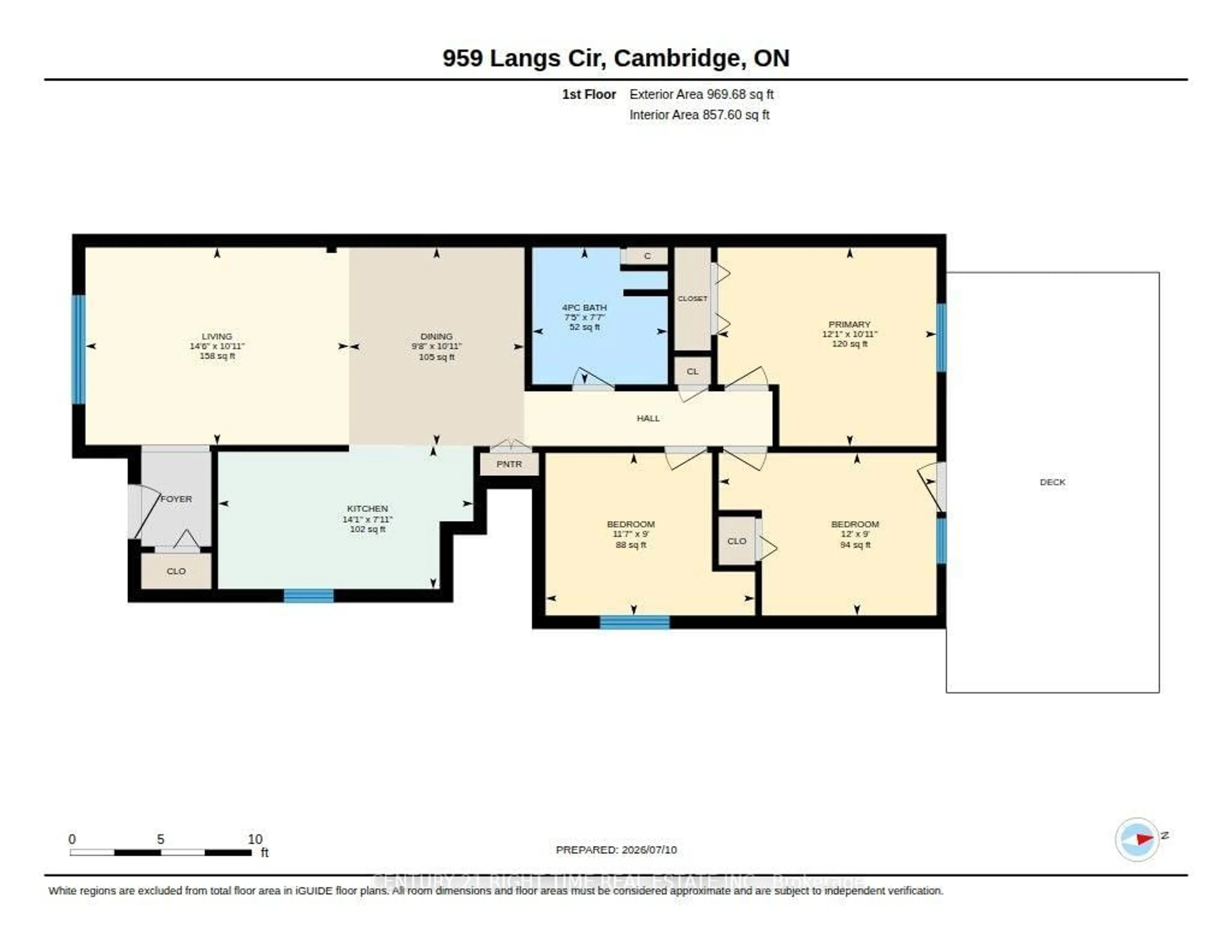 Floor plan for 959 Langs Circ, Waterloo Ontario N3H 5E6