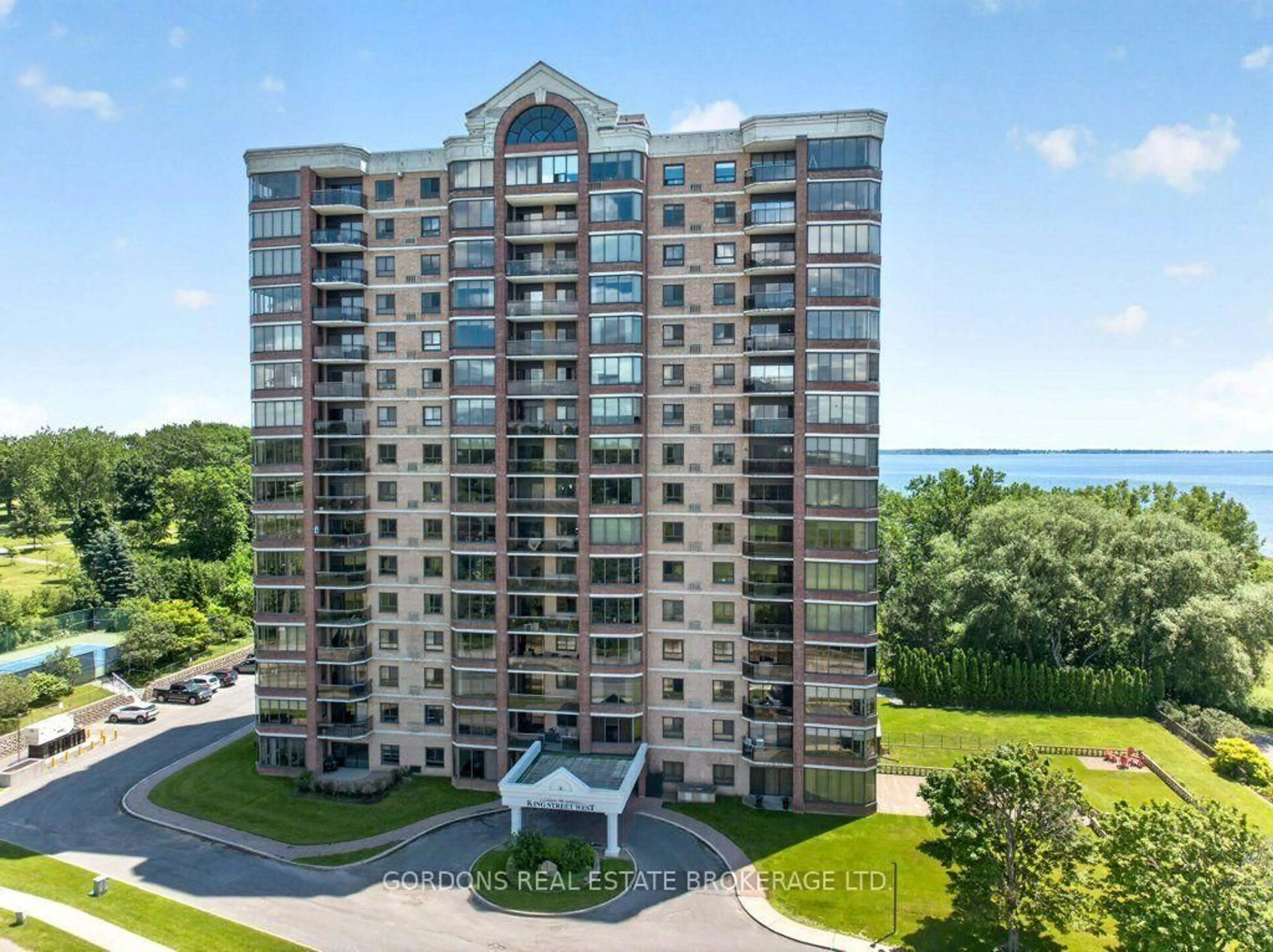 A pic from outside/outdoor area/front of a property/back of a property/a pic from drone, water/lake/river/ocean view for 1000 King St #1005, Kingston Ontario K7M 8H3