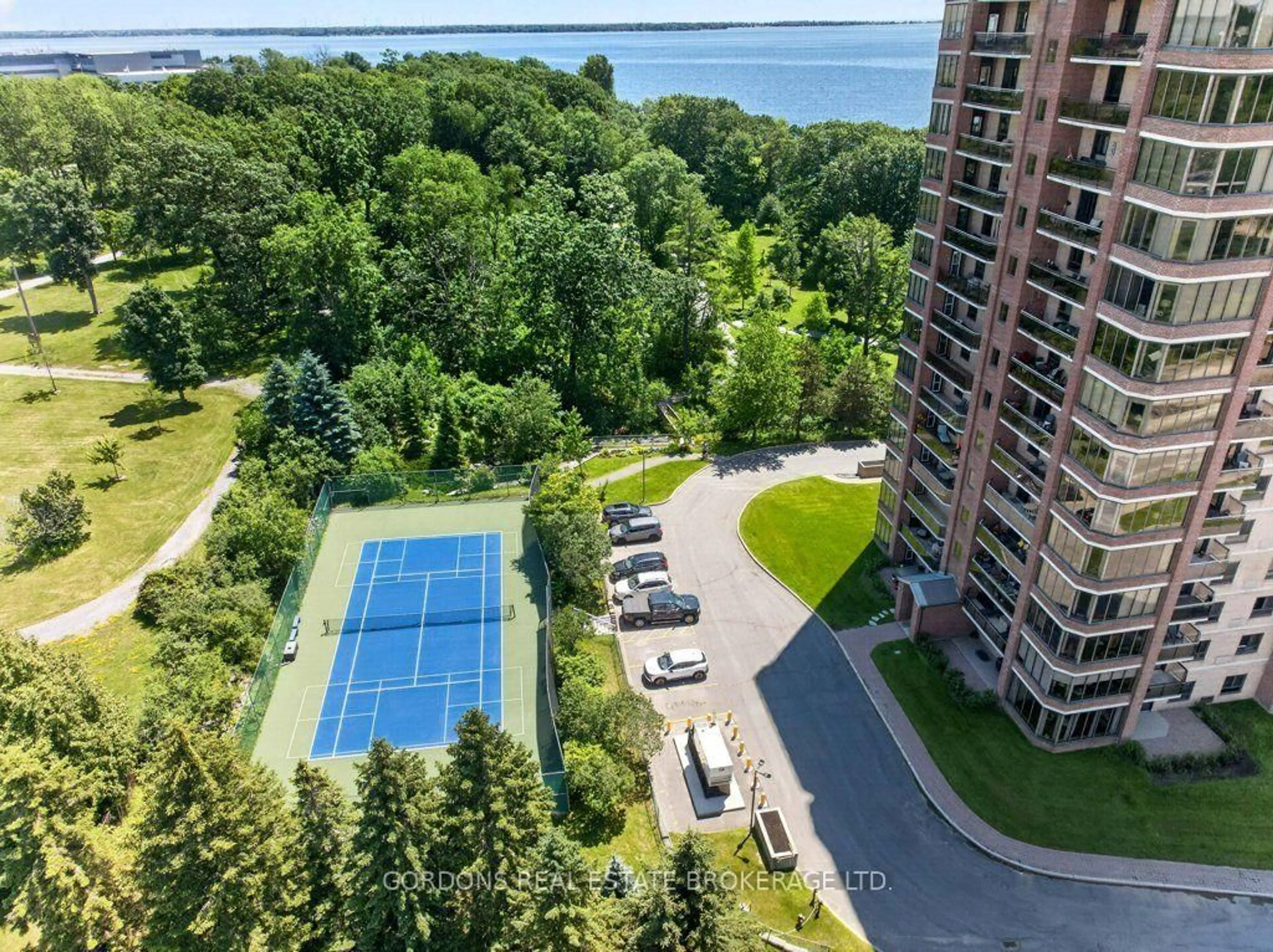A pic from outside/outdoor area/front of a property/back of a property/a pic from drone, water/lake/river/ocean view for 1000 King St #1005, Kingston Ontario K7M 8H3
