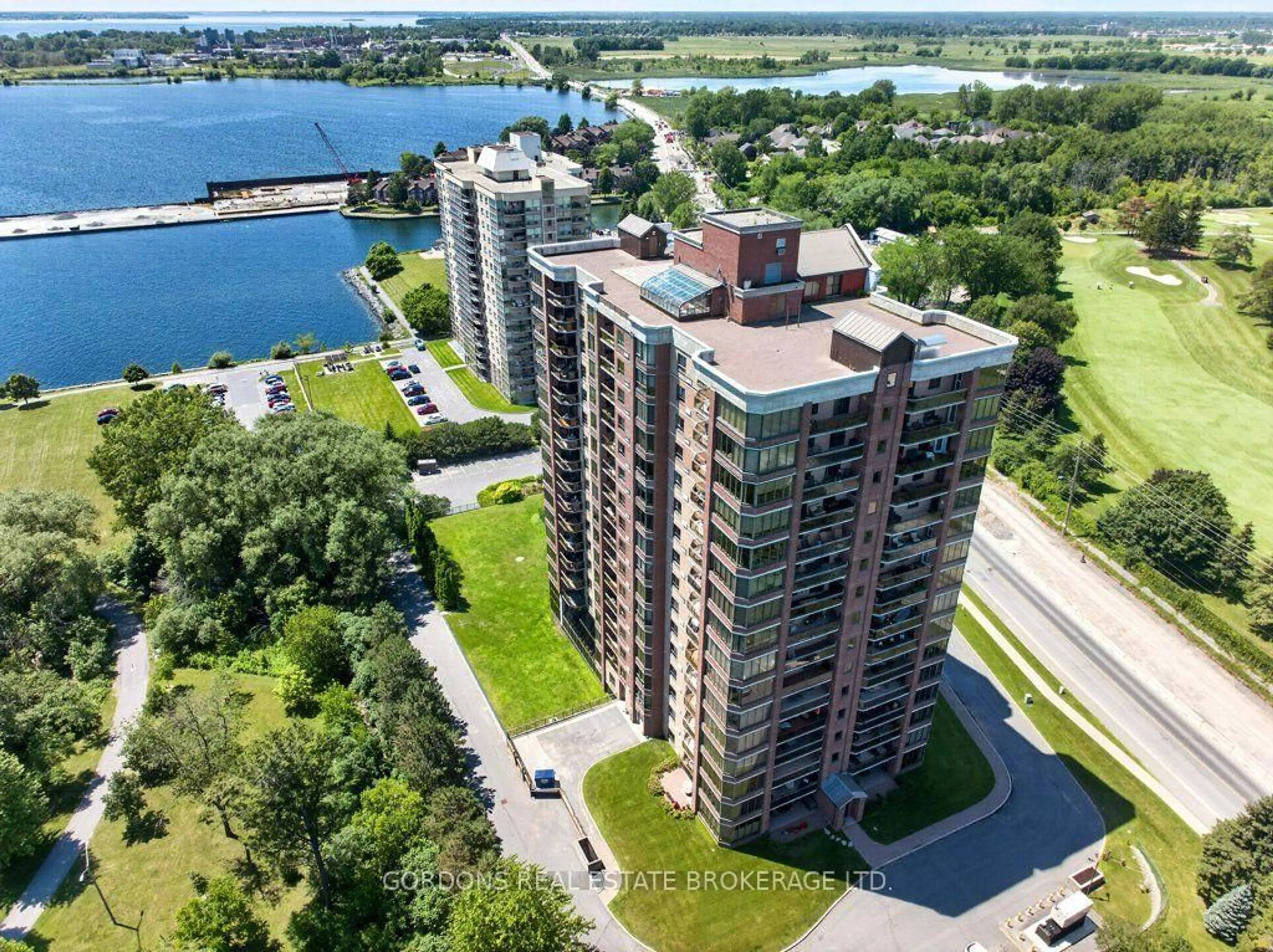 A pic from outside/outdoor area/front of a property/back of a property/a pic from drone, water/lake/river/ocean view for 1000 King St #1005, Kingston Ontario K7M 8H3