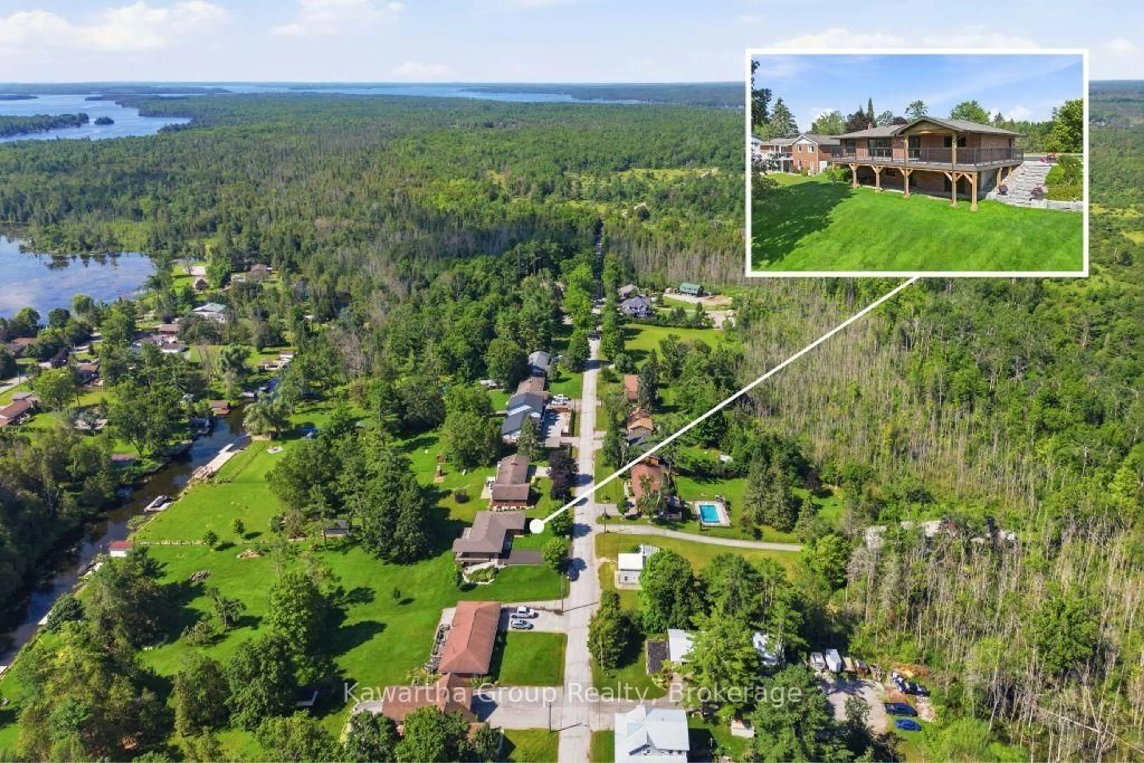 A pic from outside/outdoor area/front of a property/back of a property/a pic from drone, forest/trees view for 65 Grandy Rd, Kawartha Lakes Ontario K0M 1K0