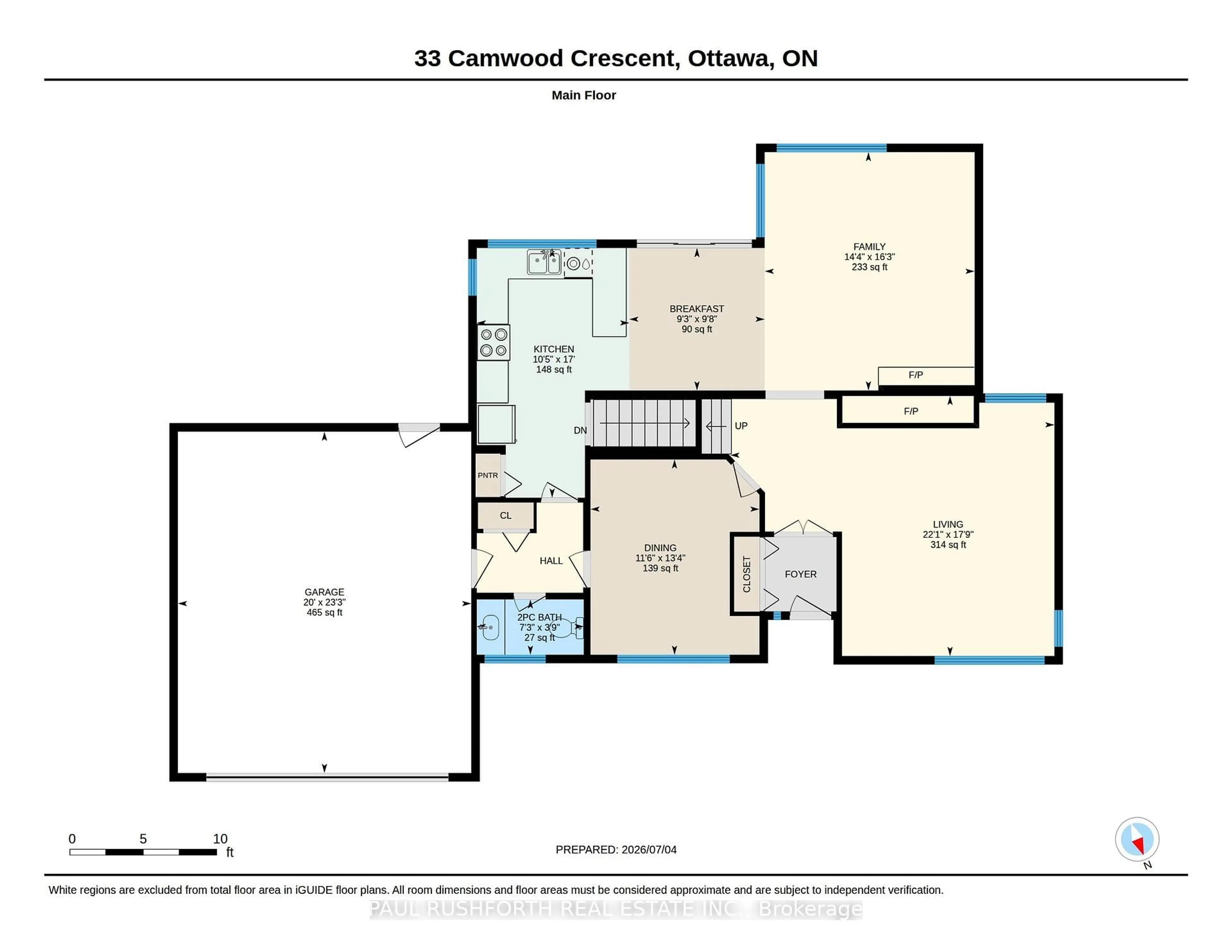 Floor plan for 33 Camwood Cres, Ottawa Ontario K2H 7X1