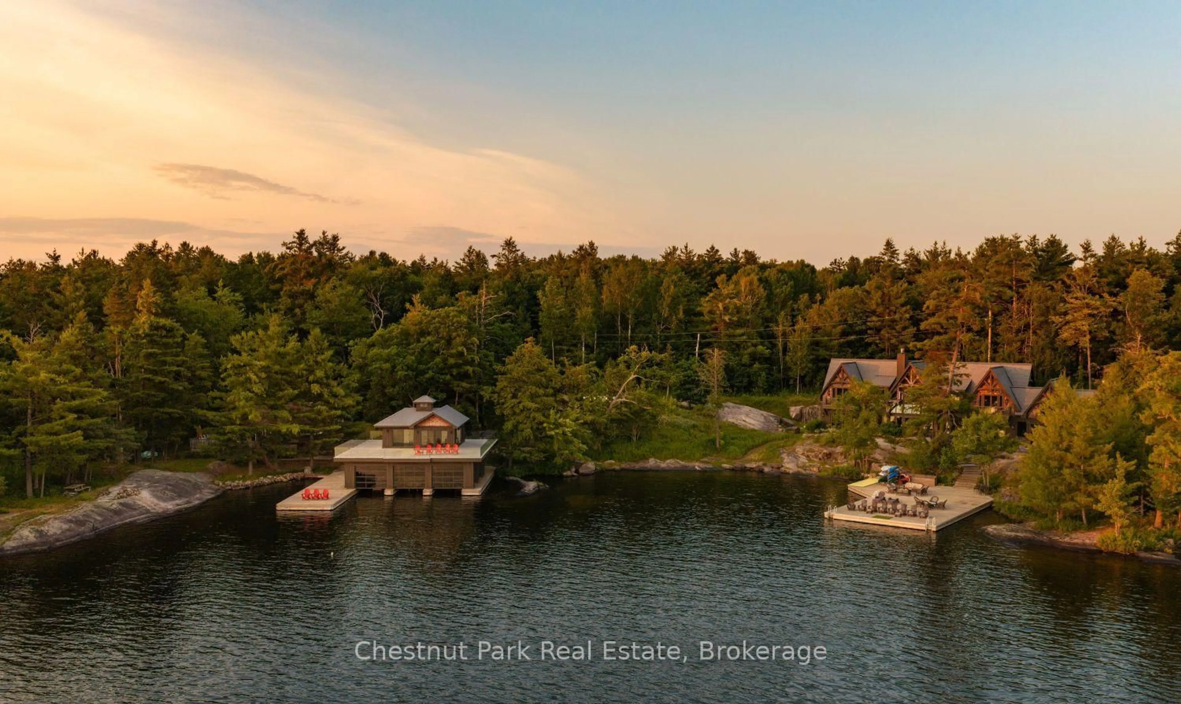 A pic from outside/outdoor area/front of a property/back of a property/a pic from drone, water/lake/river/ocean view for 1413 Brackenrig Rd #2 & 3, Muskoka Lakes Ontario P0B 1J0