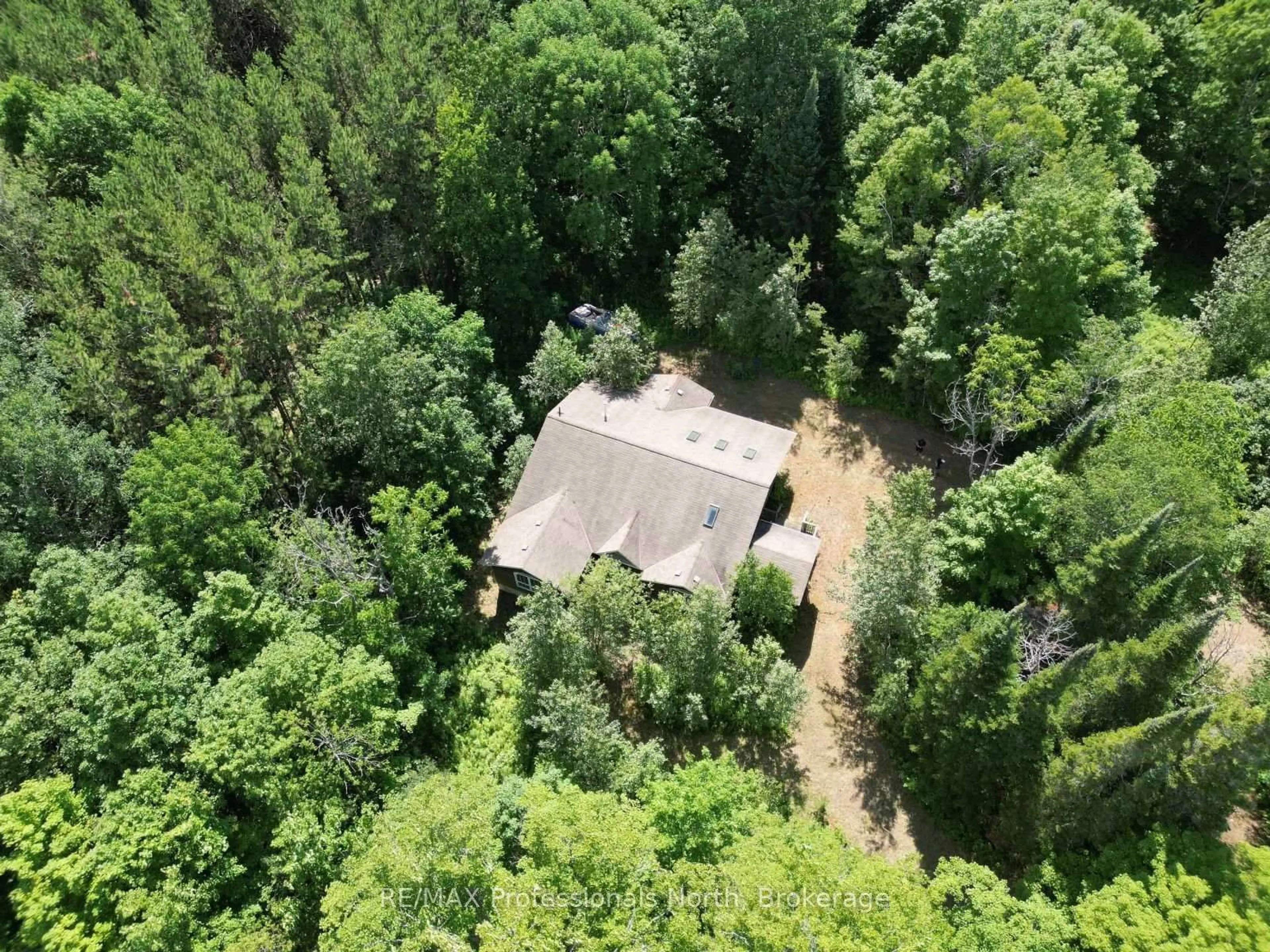 A pic from outside/outdoor area/front of a property/back of a property/a pic from drone, forest/trees view for 1170 Bushwolf Lake Rd, Dysart et al Ontario K0M 1S0