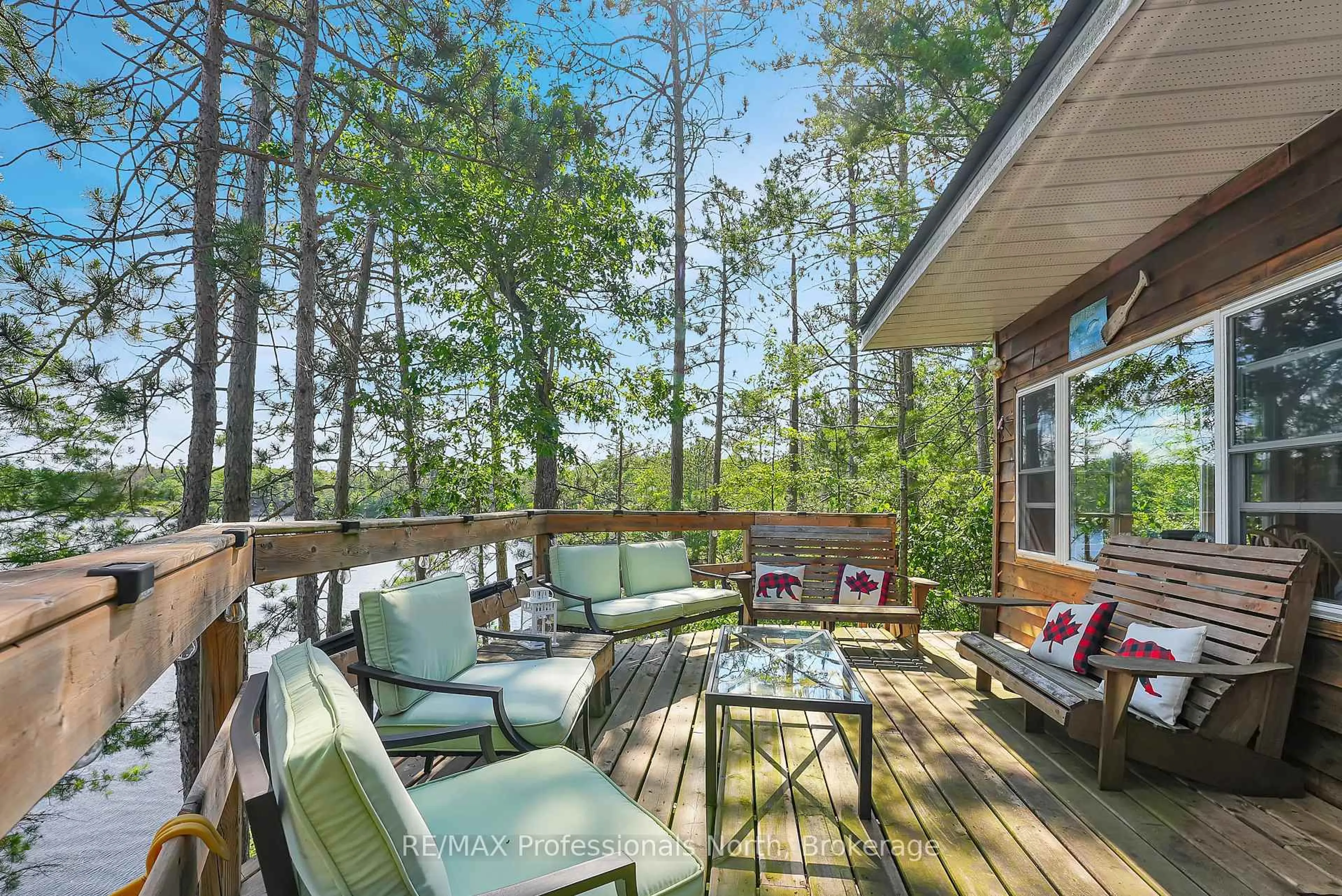 Patio, forest/trees view for 10549 Devil's Lake WAO, Minden Hills Ontario K0M 2K0