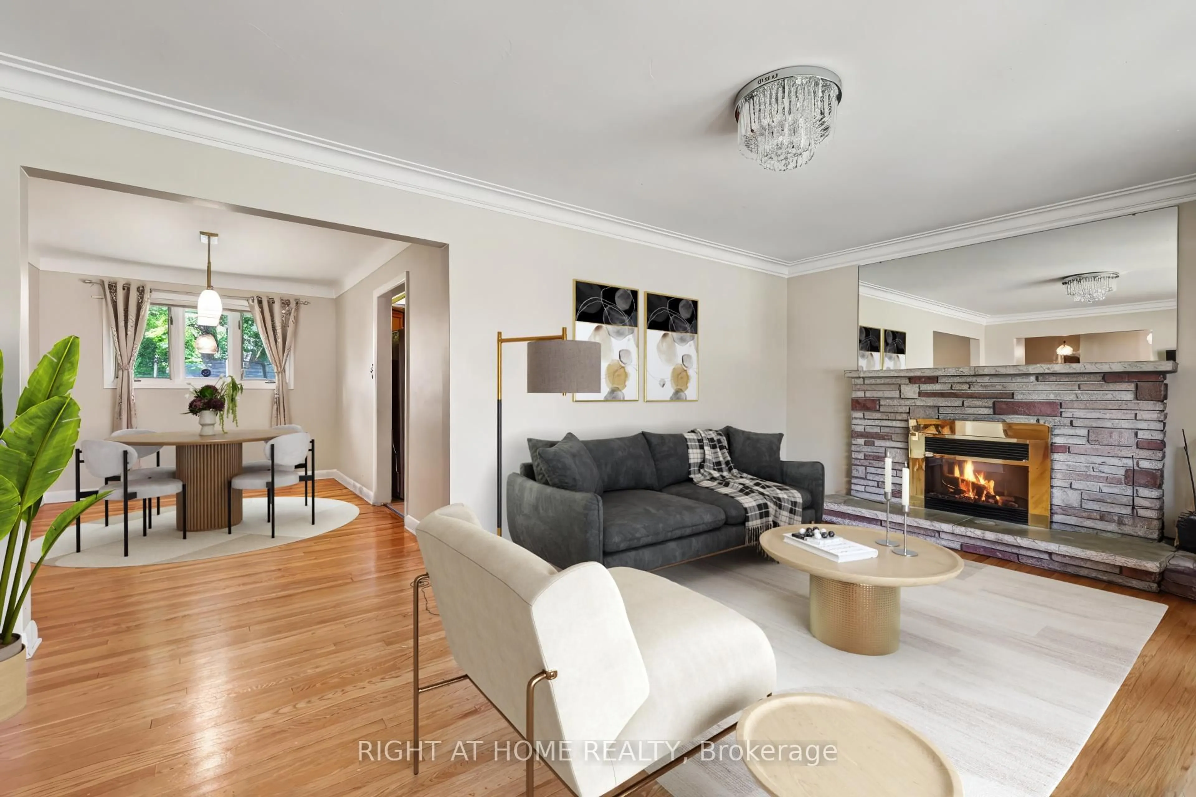 Living room with furniture, wood/laminate floor for 1640 FISHER Ave, Ottawa Ontario K2C 1X6