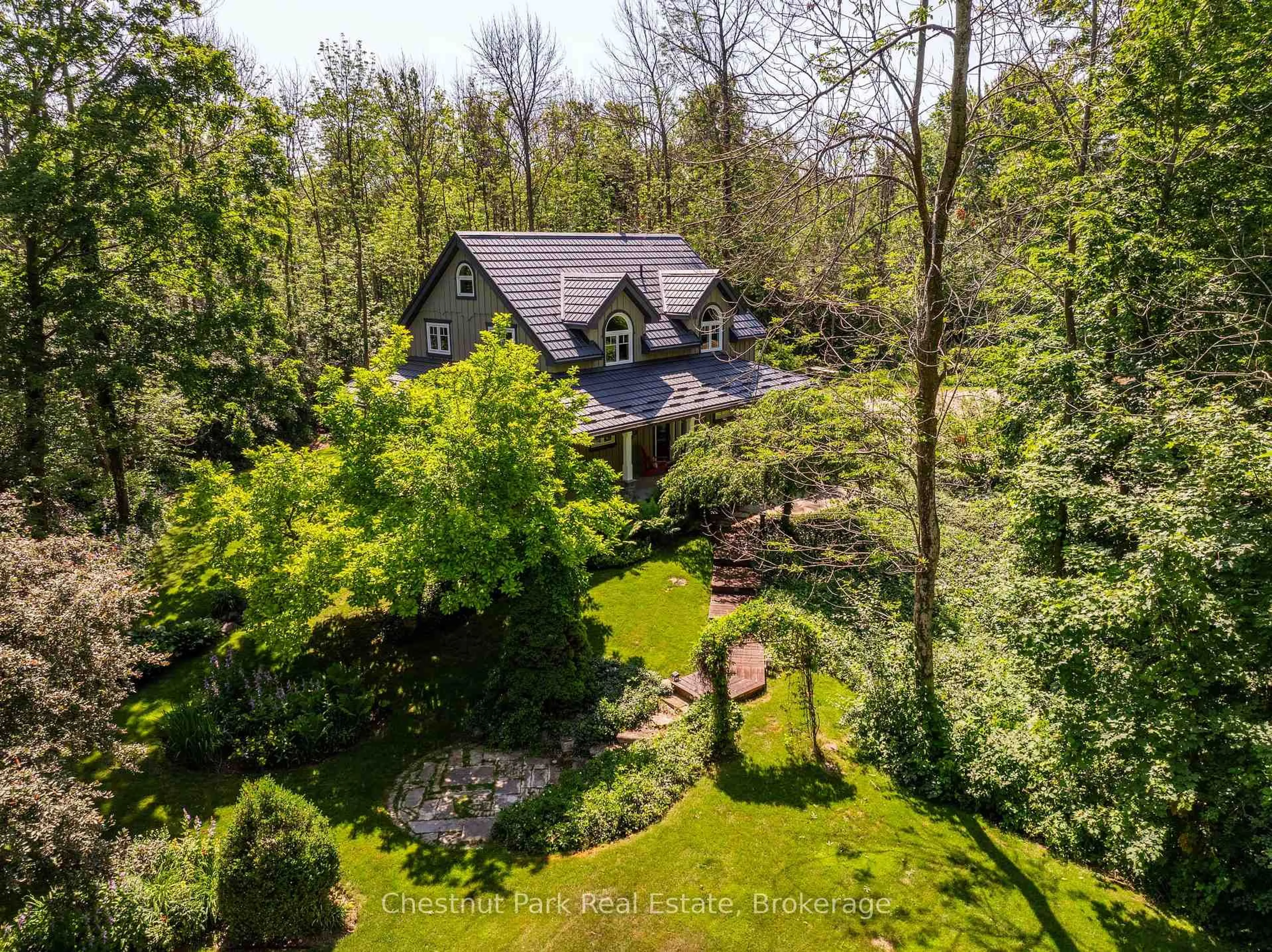 A pic from outside/outdoor area/front of a property/back of a property/a pic from drone, forest/trees view for 418573 Concession A, Meaford Ontario N4K 5N3