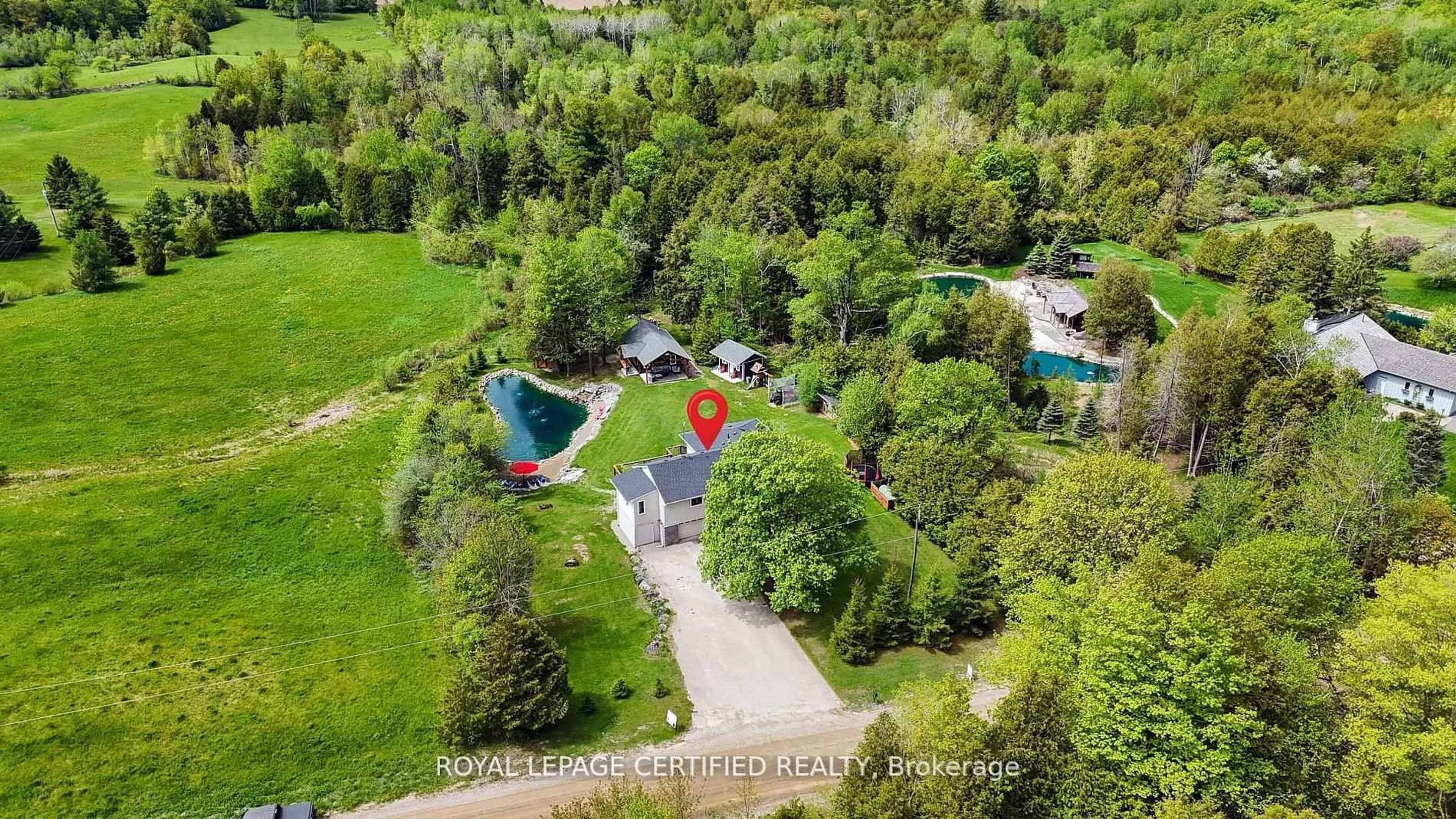 A pic from outside/outdoor area/front of a property/back of a property/a pic from drone, forest/trees view for 5058 3 Line, Erin Ontario L7J 2L8
