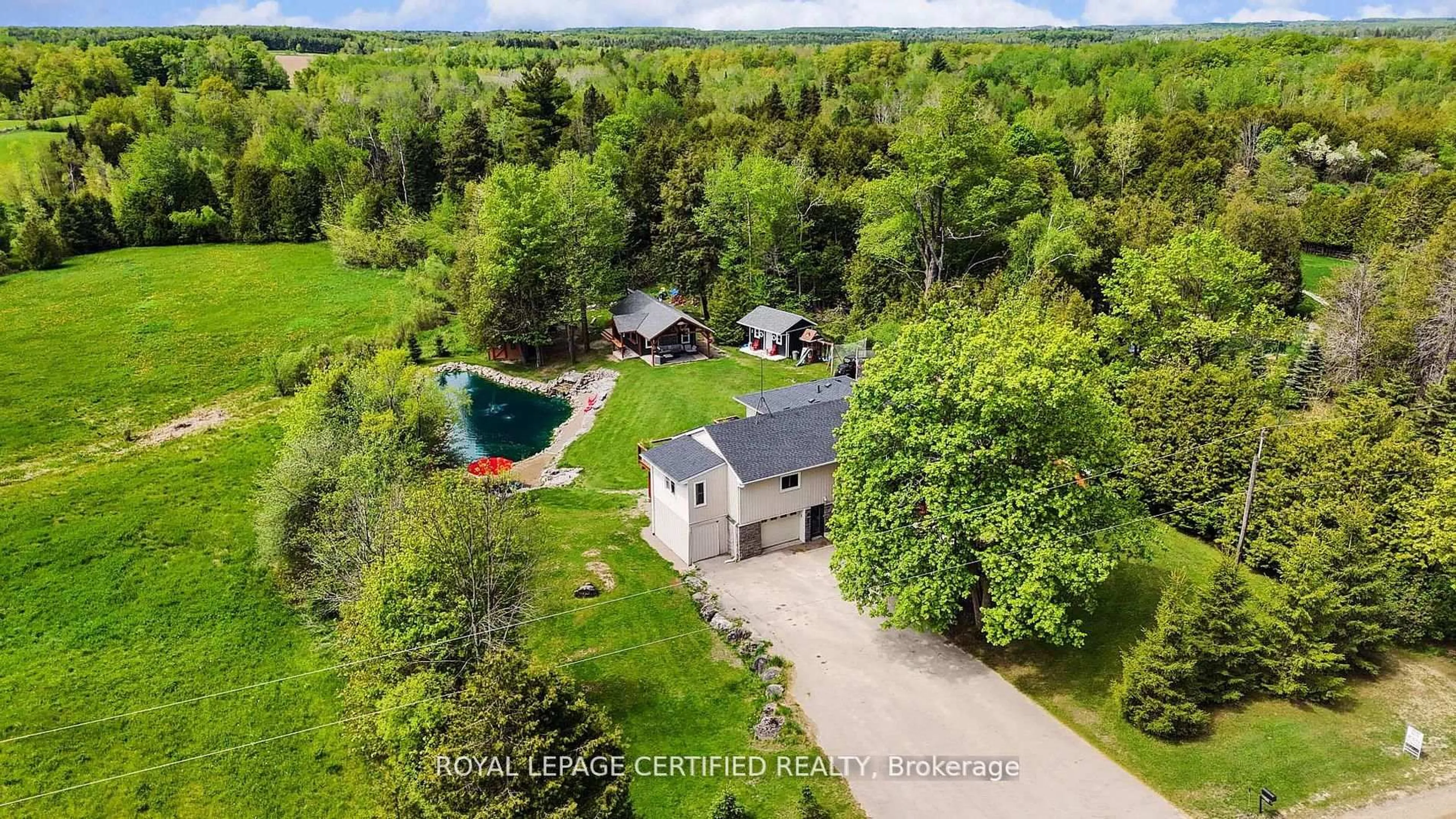 A pic from outside/outdoor area/front of a property/back of a property/a pic from drone, water/lake/river/ocean view for 5058 3 Line, Erin Ontario L7J 2L8