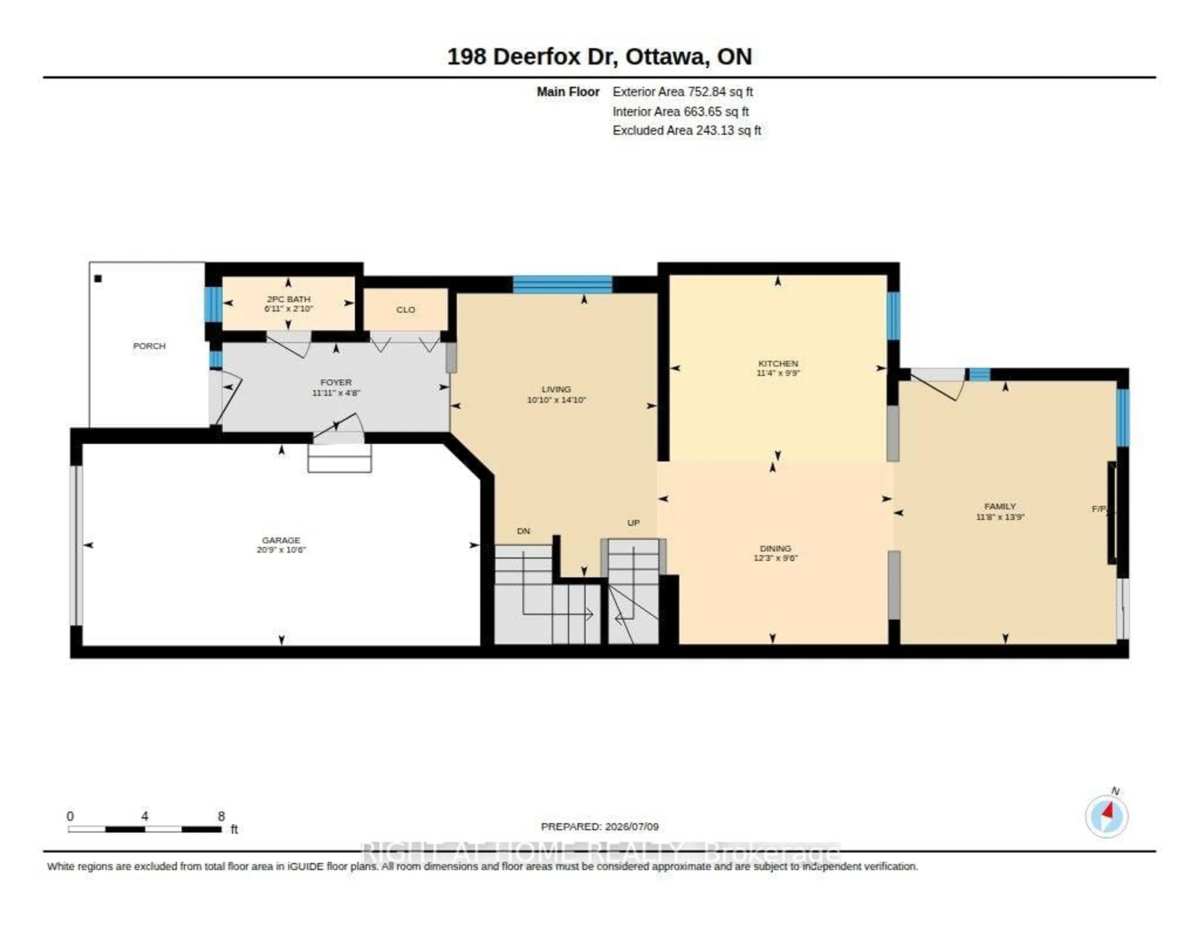 Floor plan for 198 Deerfox Dr, Ottawa Ontario K2J 4W8