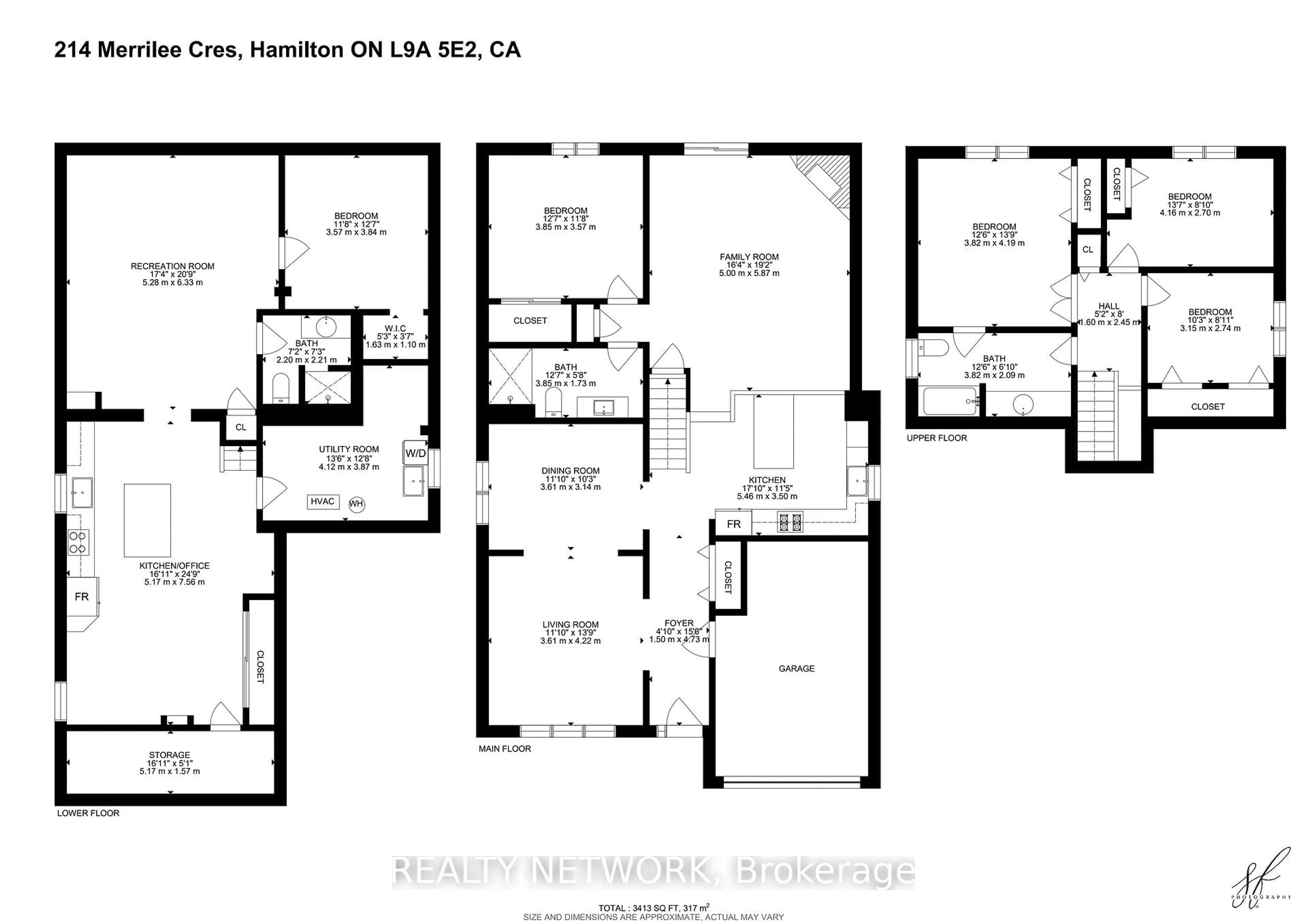 Floor plan for 214 Merrilee Cres, Hamilton Ontario L9A 5E2