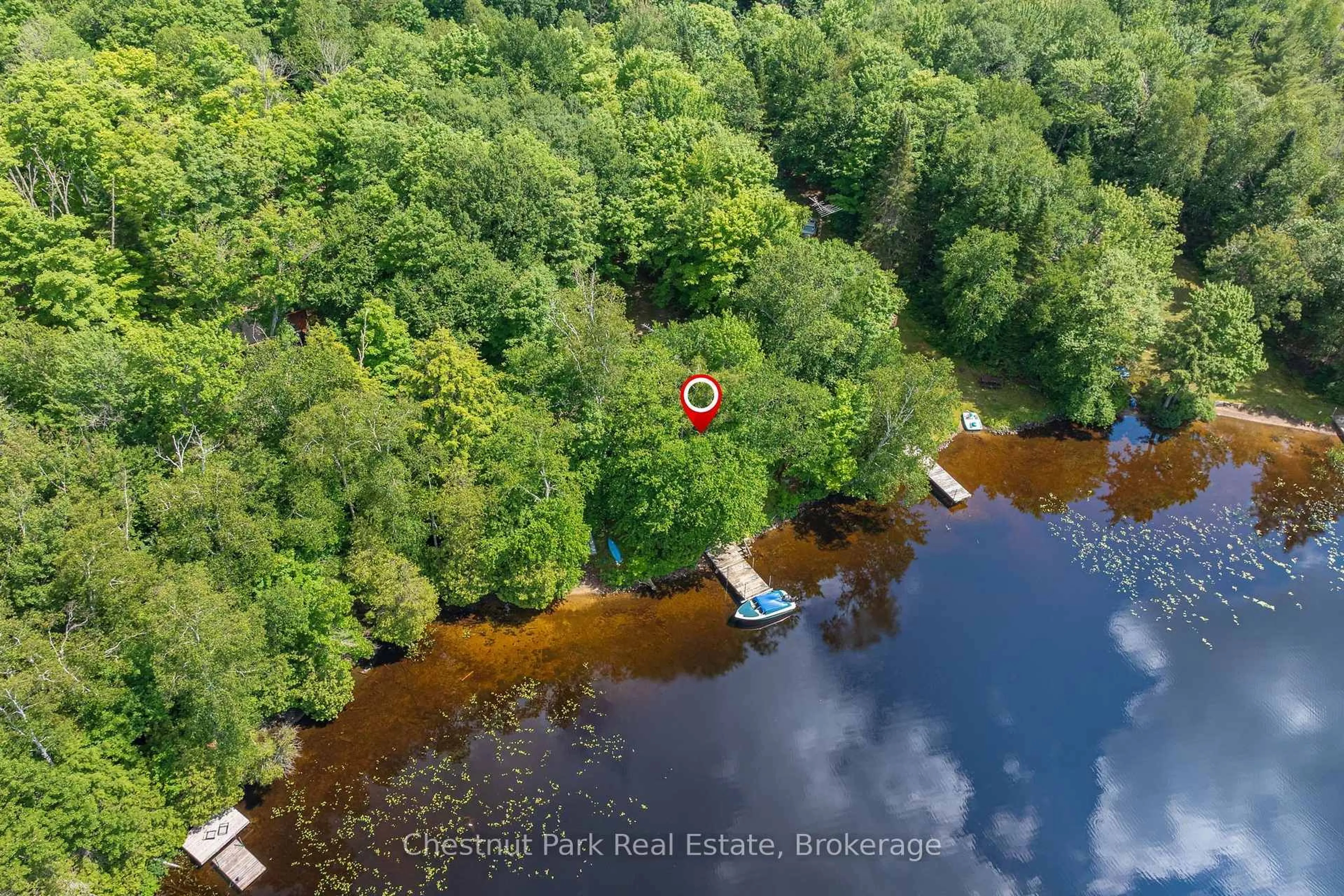 A pic from outside/outdoor area/front of a property/back of a property/a pic from drone, water/lake/river/ocean view for 412 Sherwood Dr, Perry Ontario P1H 2J6