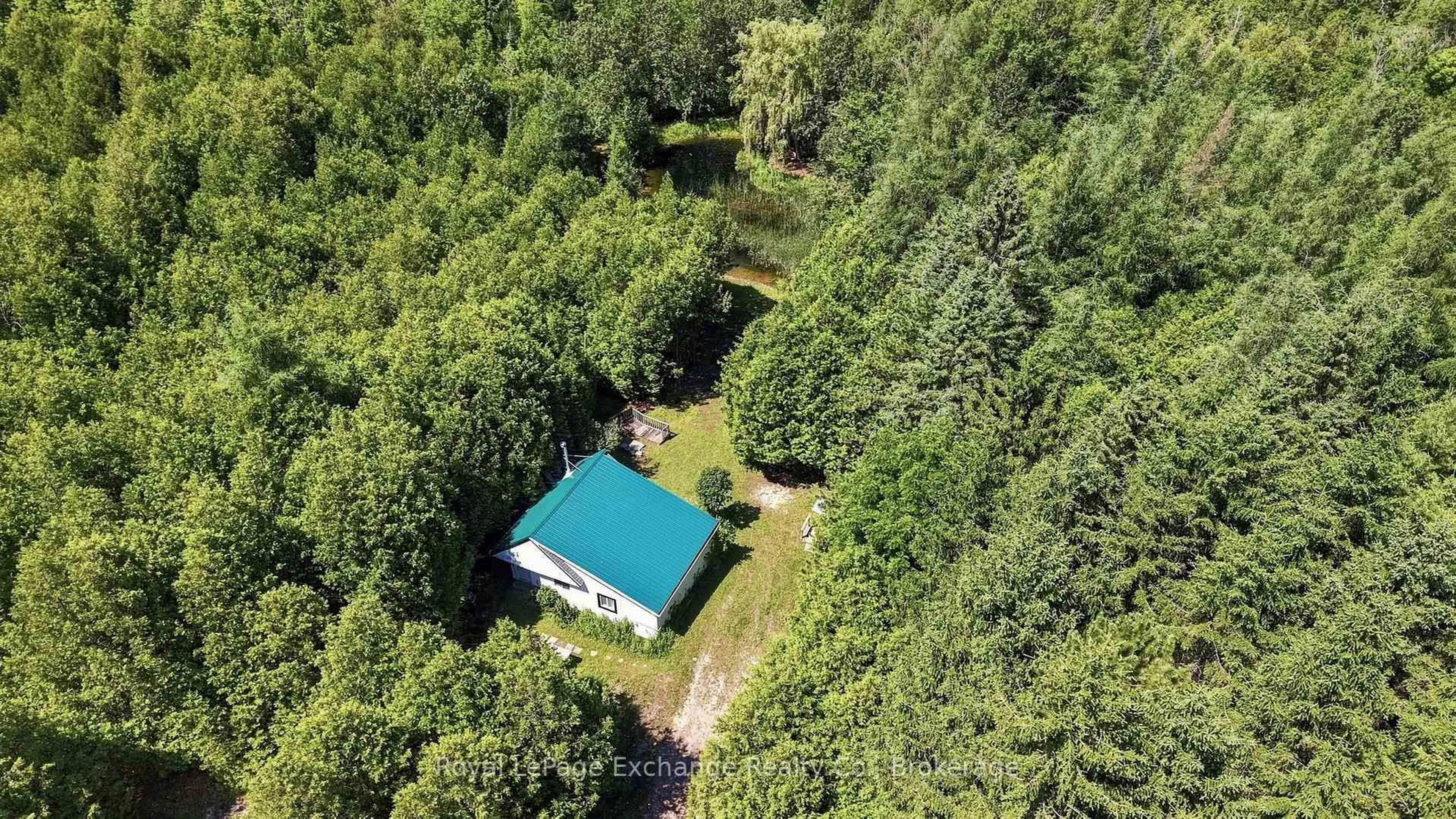 A pic from outside/outdoor area/front of a property/back of a property/a pic from drone, forest/trees view for 495144 Traverston Rd, West Grey Ontario N0C 1H0