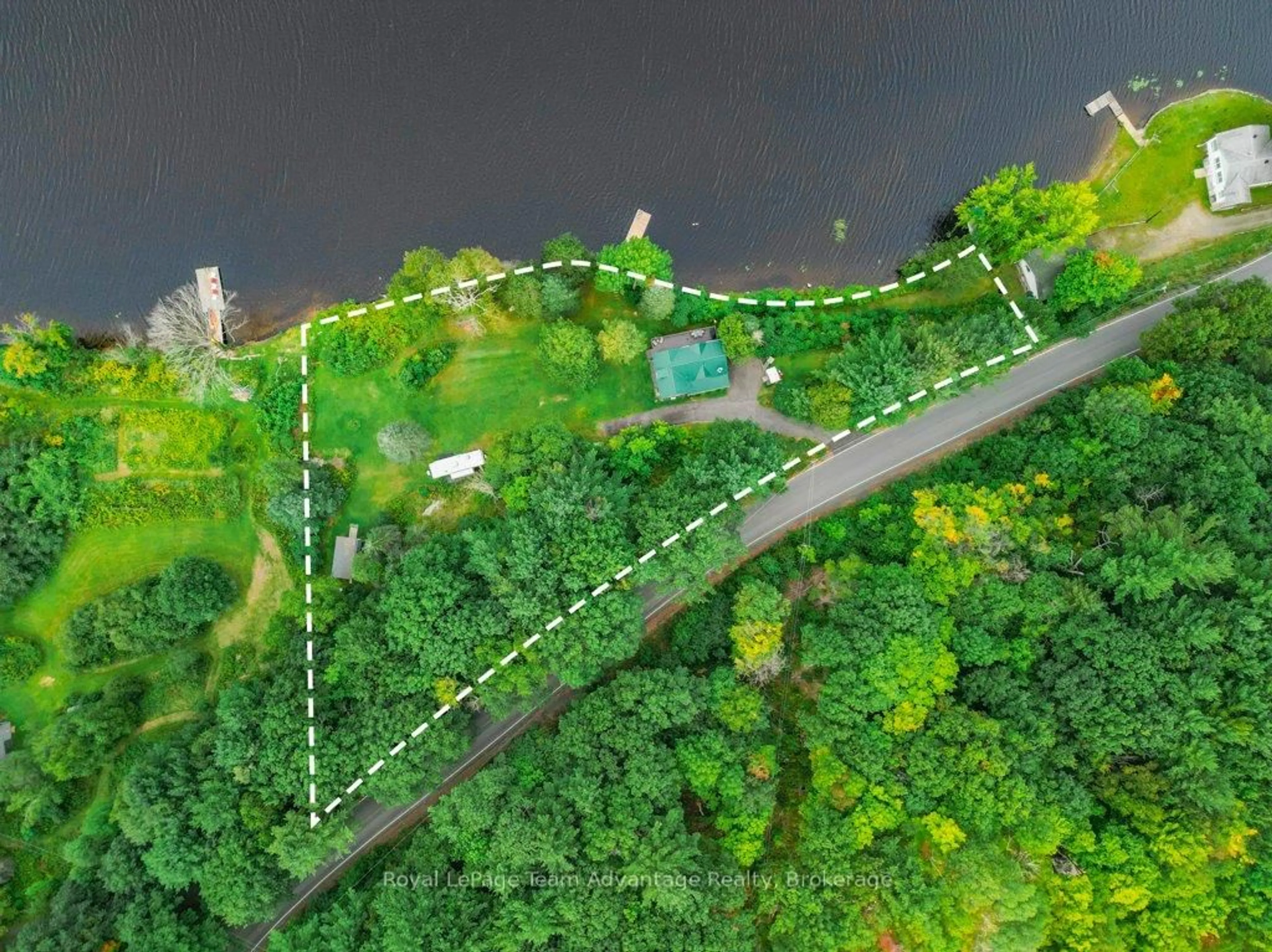 A pic from outside/outdoor area/front of a property/back of a property/a pic from drone, water/lake/river/ocean view for 27 BURNSIDE BRIDGE Rd, McDougall Ontario P2A 2W9
